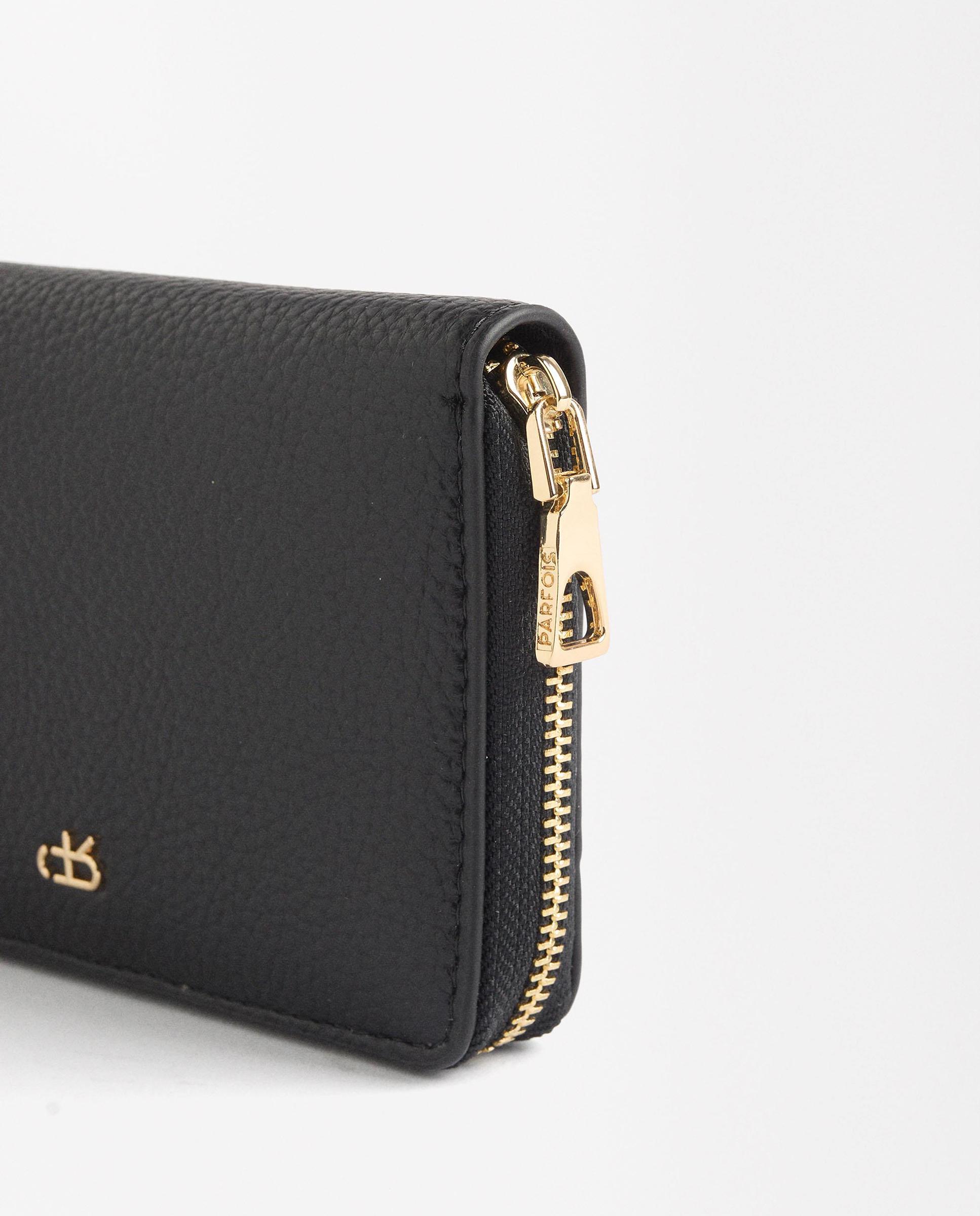 Cartera de mujer mediana con cierre de cremallera en liso - Parfois - Negro Negro-3