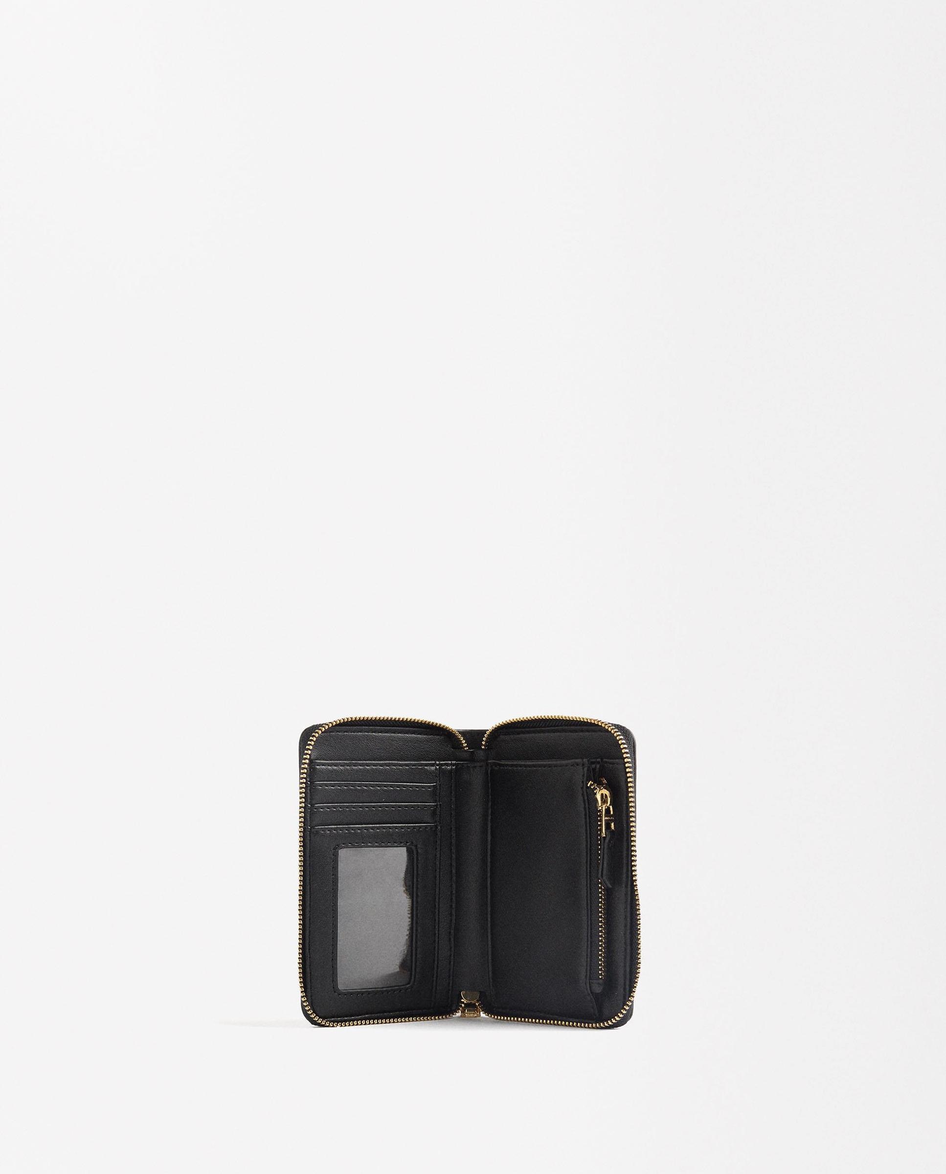 Cartera de mujer mediana con cierre de cremallera en liso - Parfois - Negro Negro-2