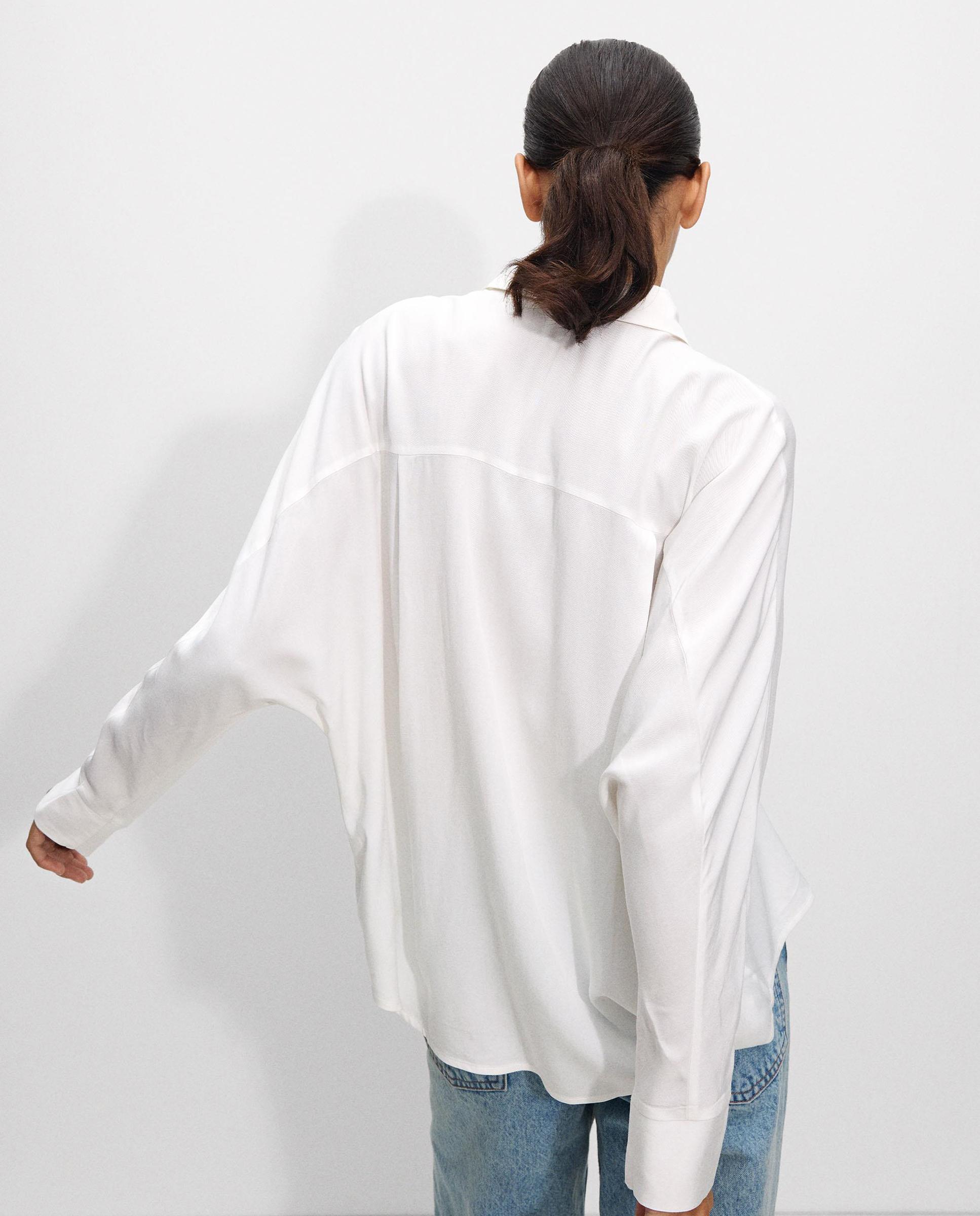 Camisa de mujer de manga larga en liso - Parfois - Blanco Blanco-3