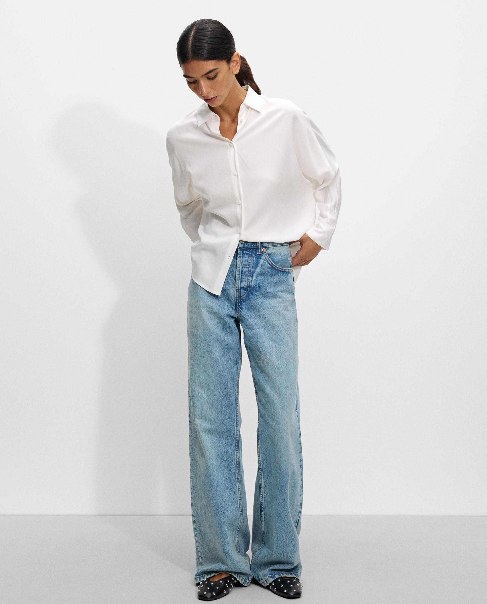 Camisa de mujer de manga larga en liso - Parfois - Blanco Blanco-4