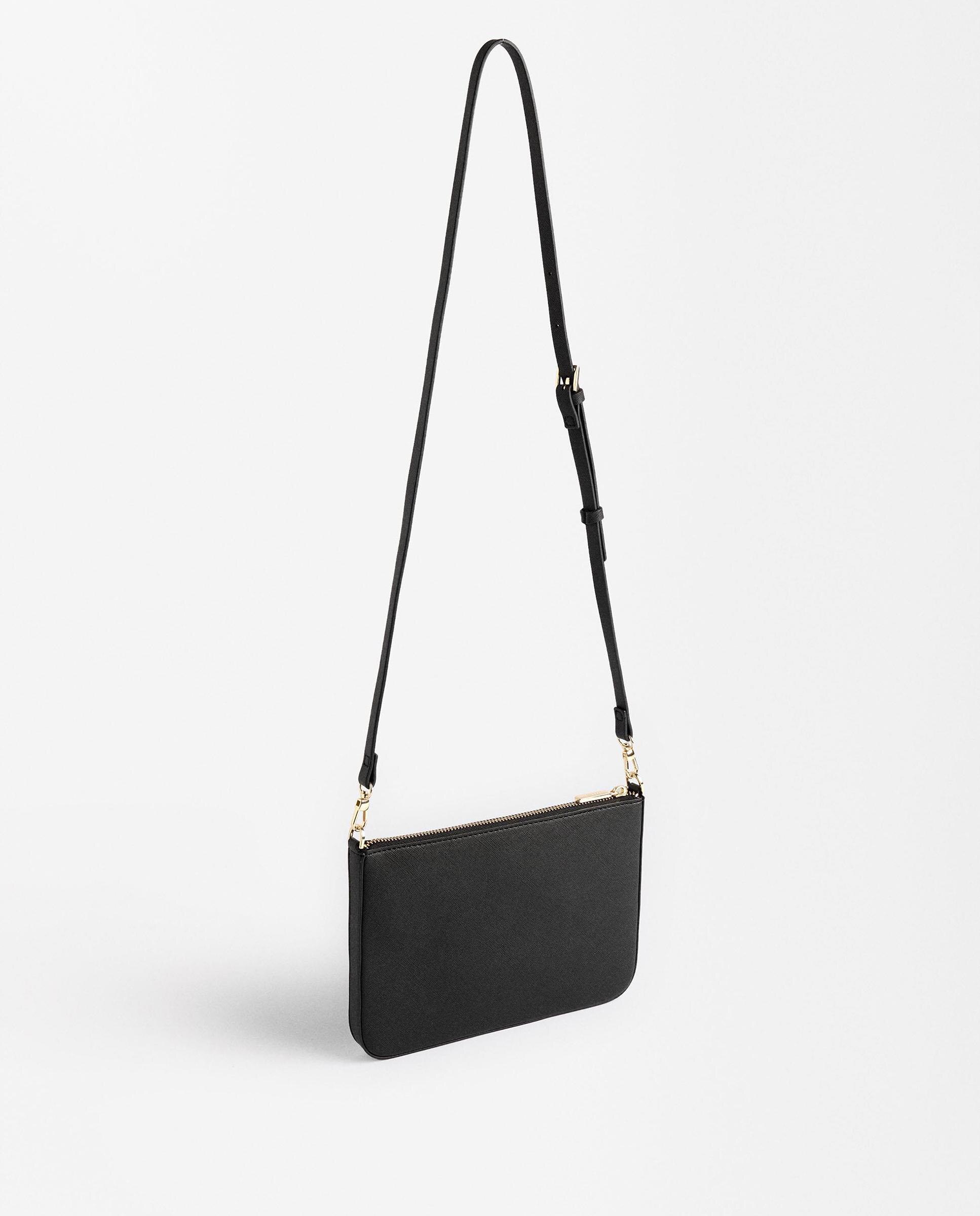 Bandolera de mujer fina con cierre de cremallera en liso - Parfois - Negro Negro-3
