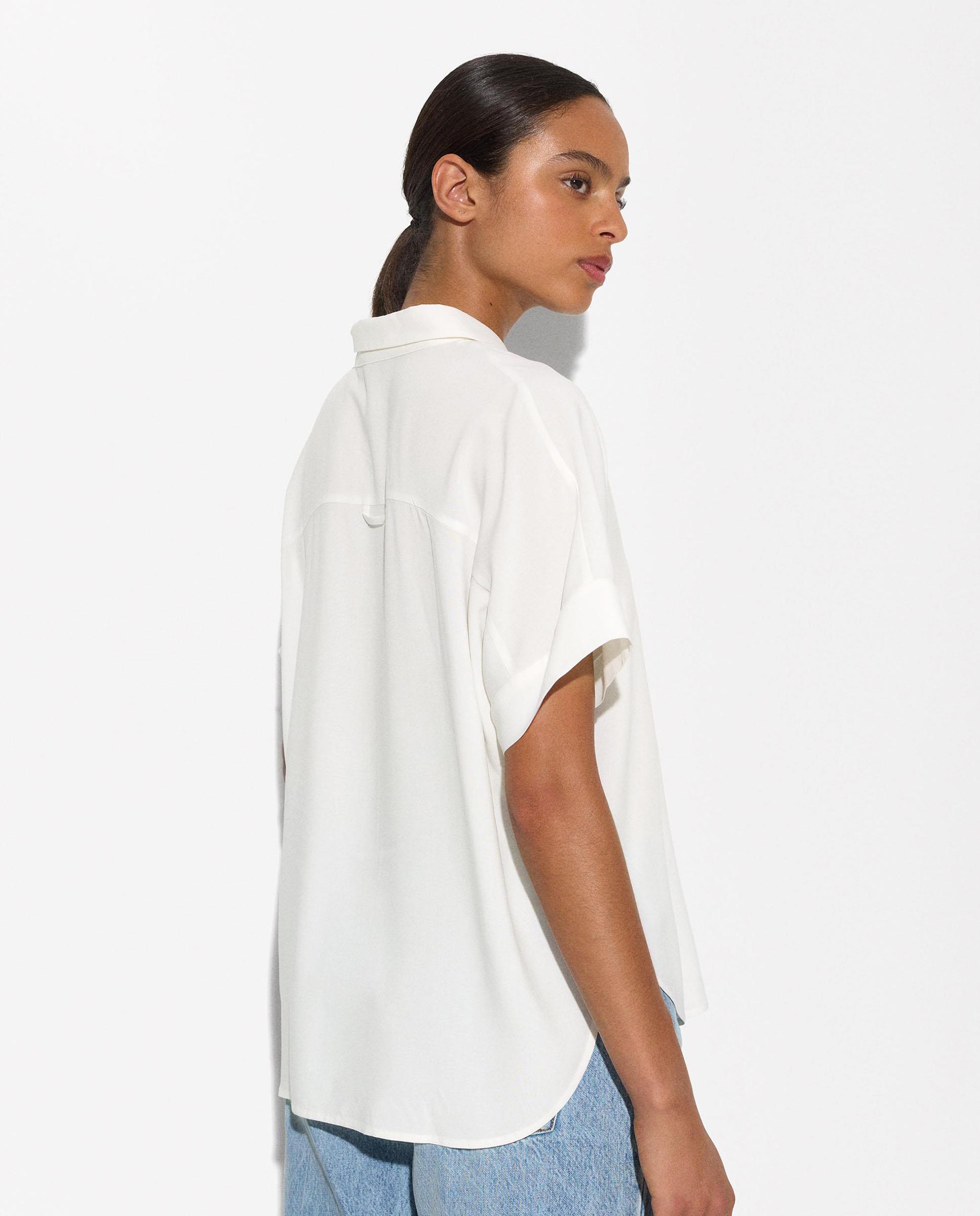 Camisa de mujer de manga corta en liso - Parfois - Blanco Blanco-4