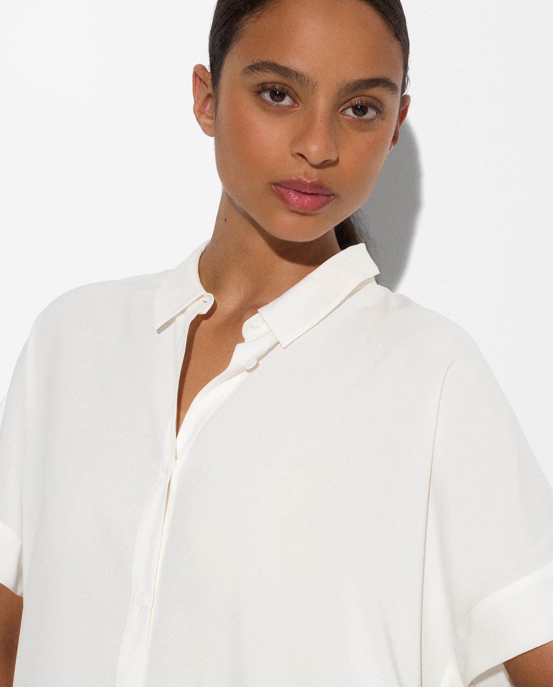 Camisa de mujer de manga corta en liso - Parfois - Blanco Blanco-5