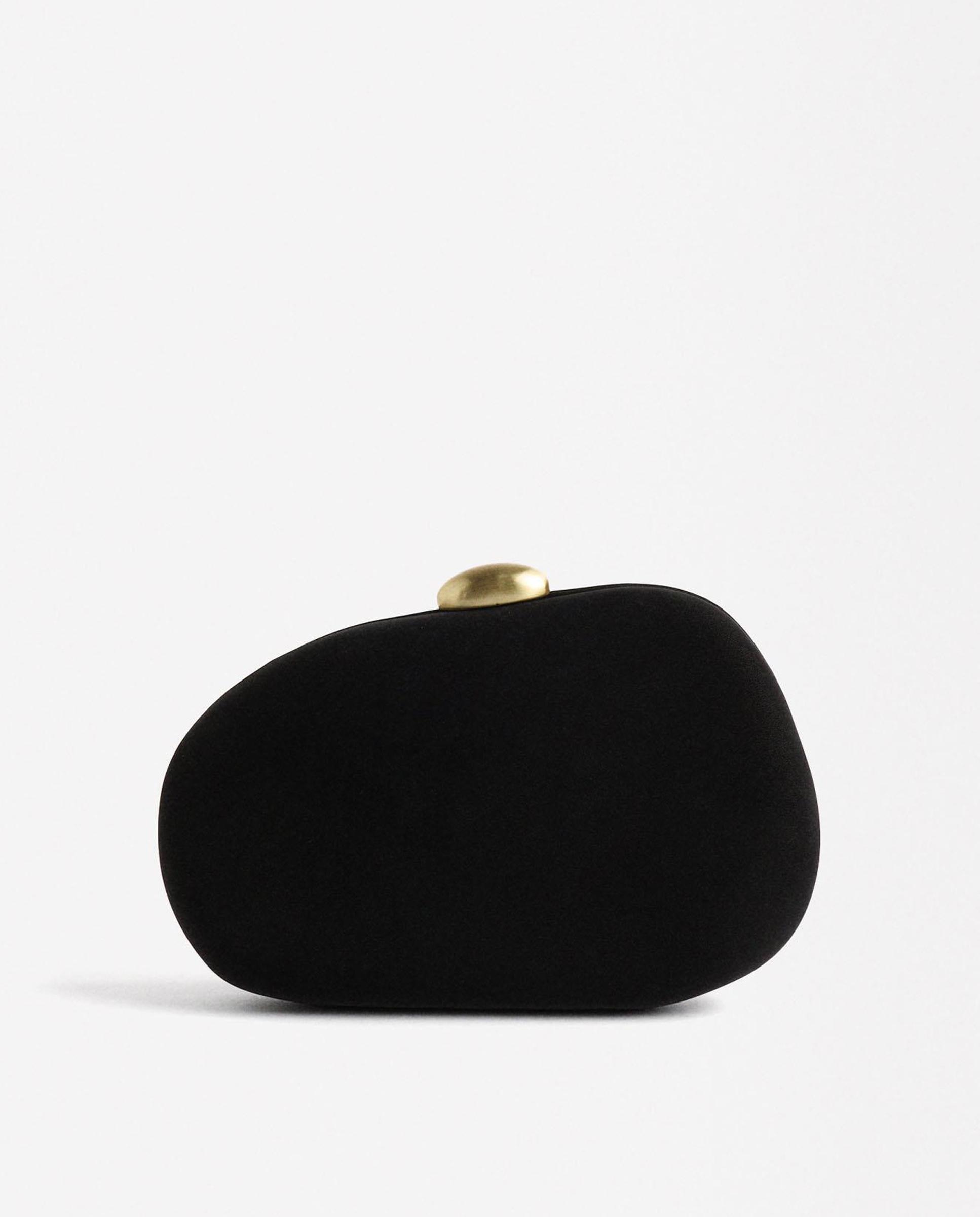 Imagen 0 de Bolso de fiesta convertible a bandolera estilo clutch con cierre de botón en liso Negro