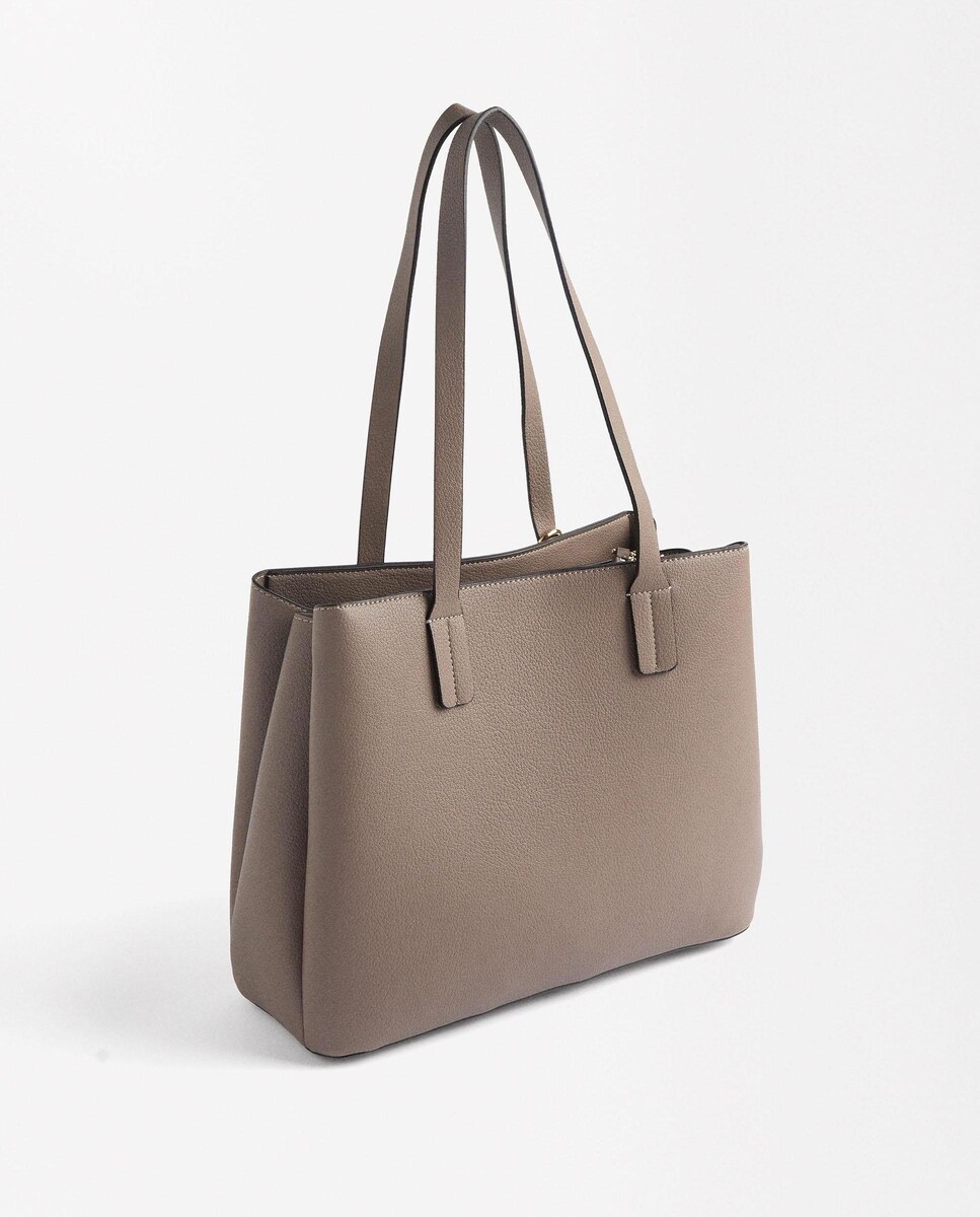 Bolso de mano estilo tote con cierre de cremallera y colgante