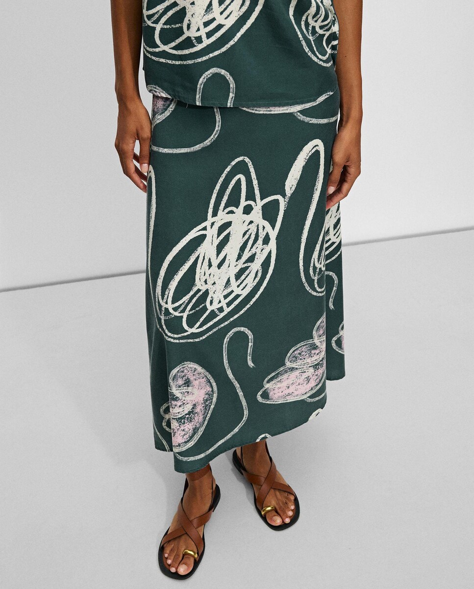 Falda larga fluida con cintura elástica · Parfois · El Corte Inglés