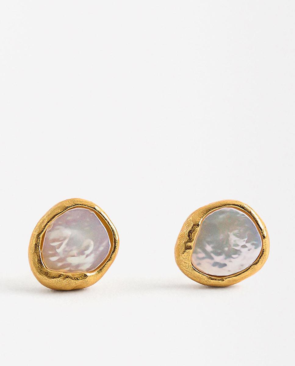 Pendientes de plata de ley ovalados con piedra en - Parfois - Dorado Dorado-1