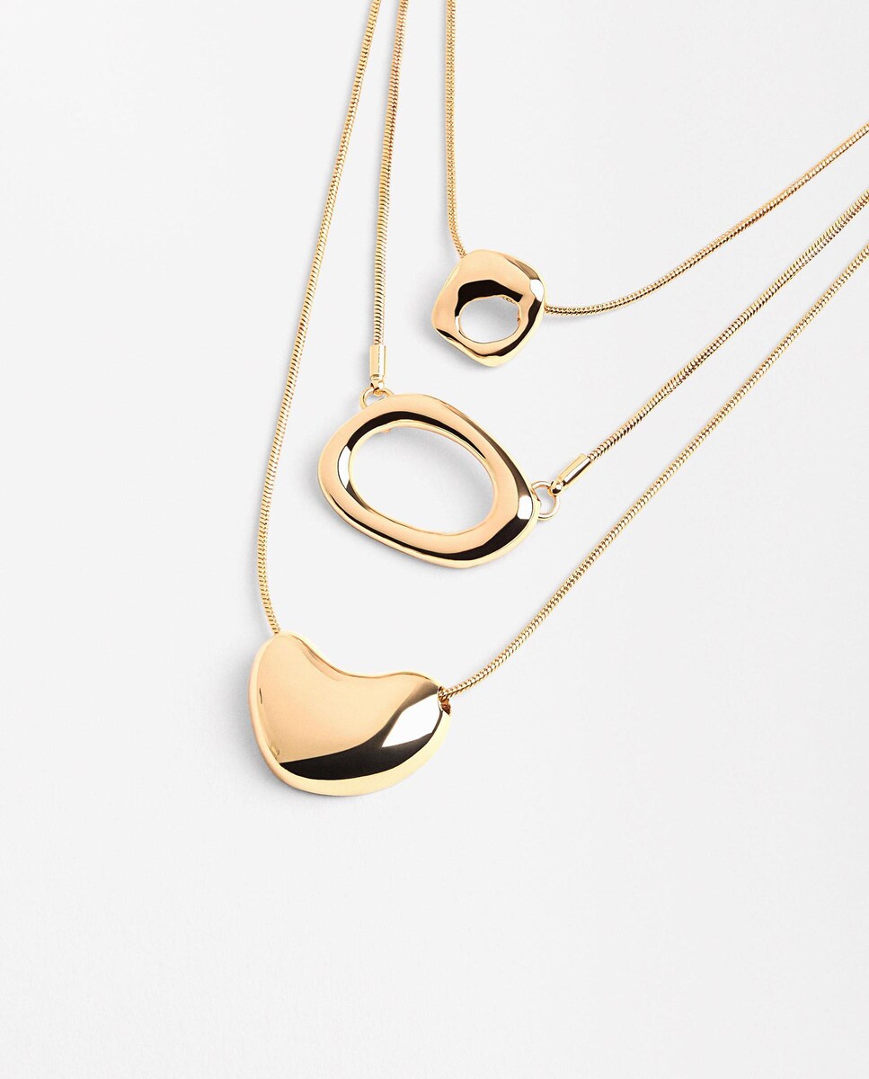 Collar doble con abalorios en dorado Oro-2