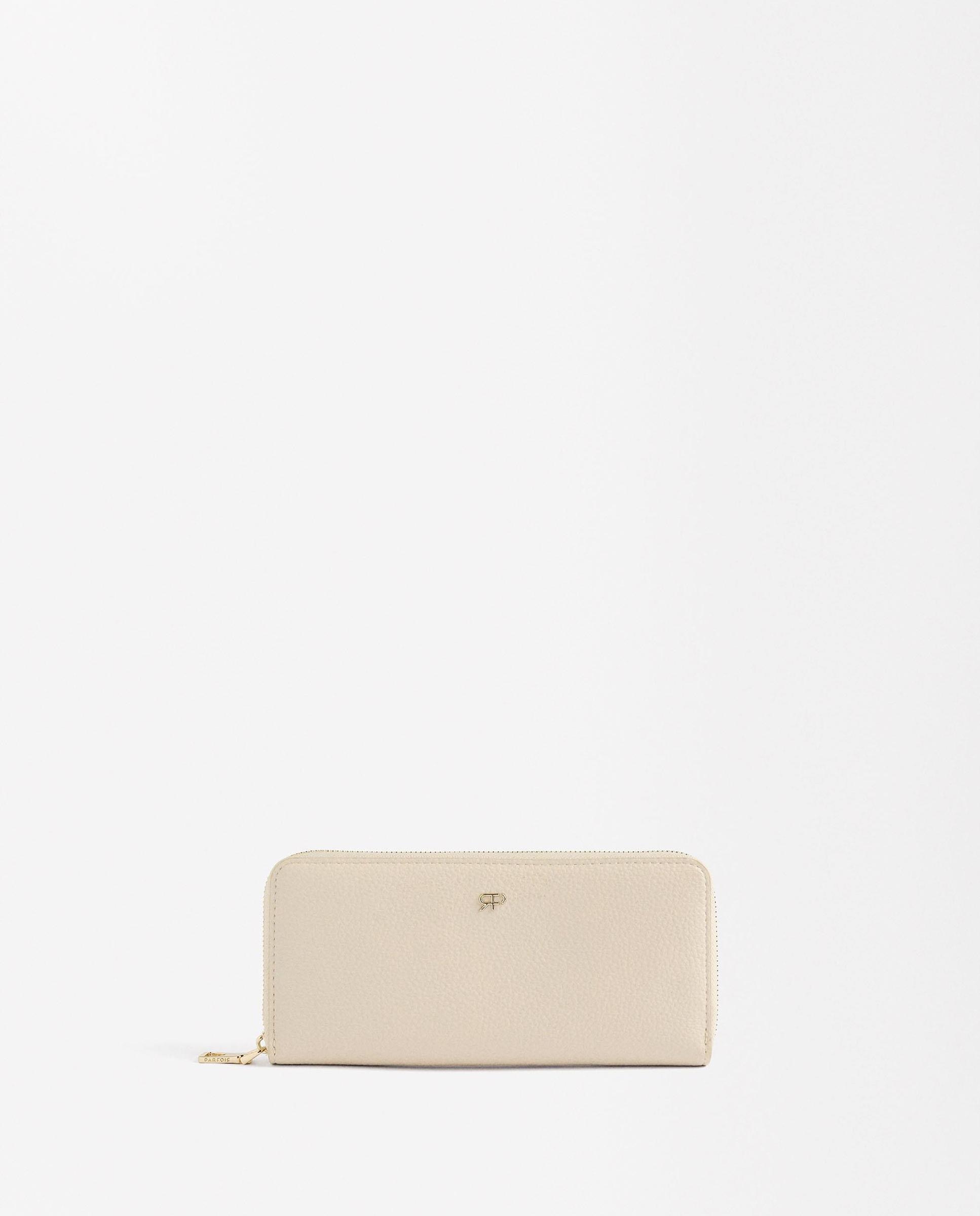 Cartera de mujer grande con cierre de cremallera en liso - Parfois - Natural Natural-1