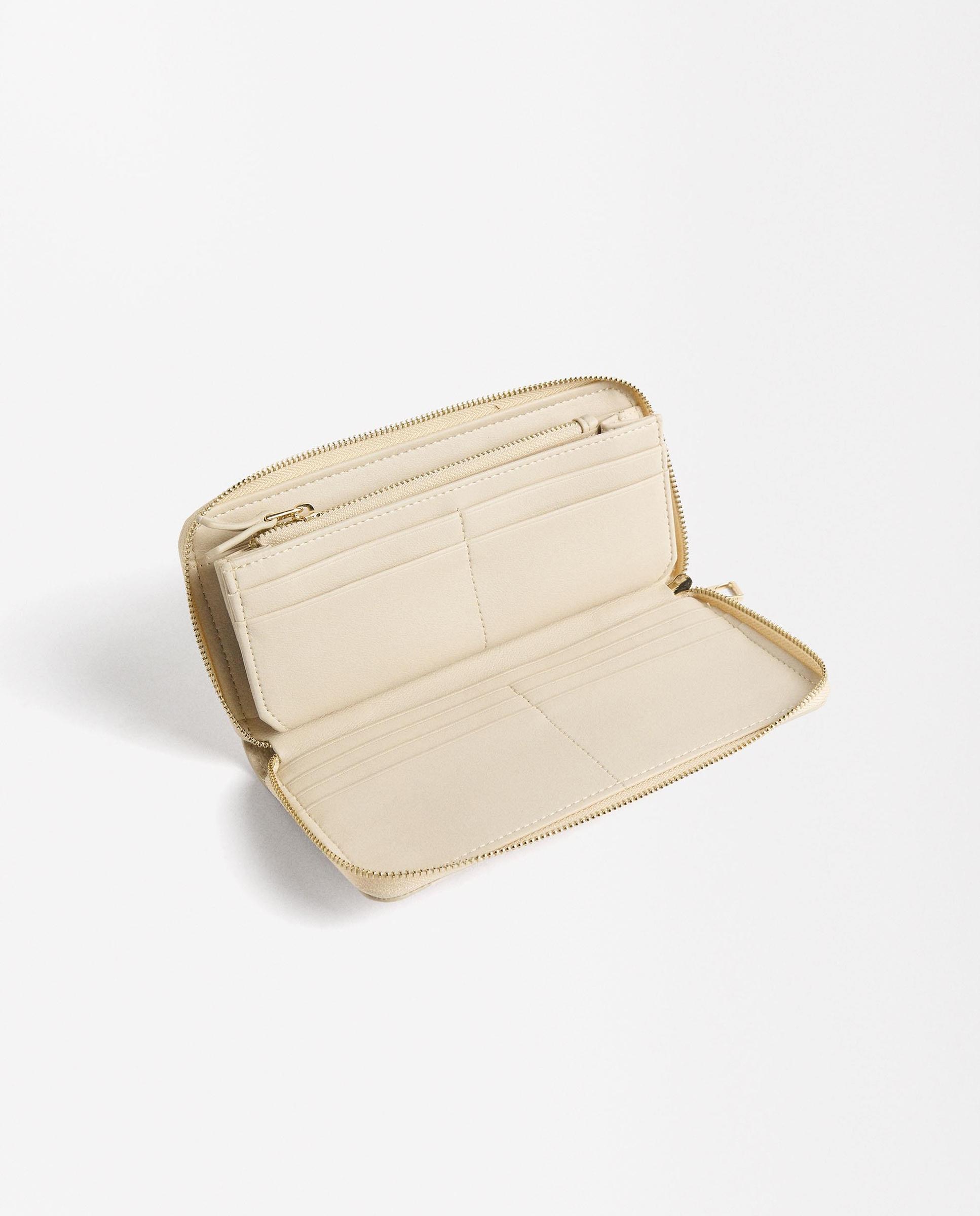 Cartera de mujer grande con cierre de cremallera en liso - Parfois - Natural Natural-4