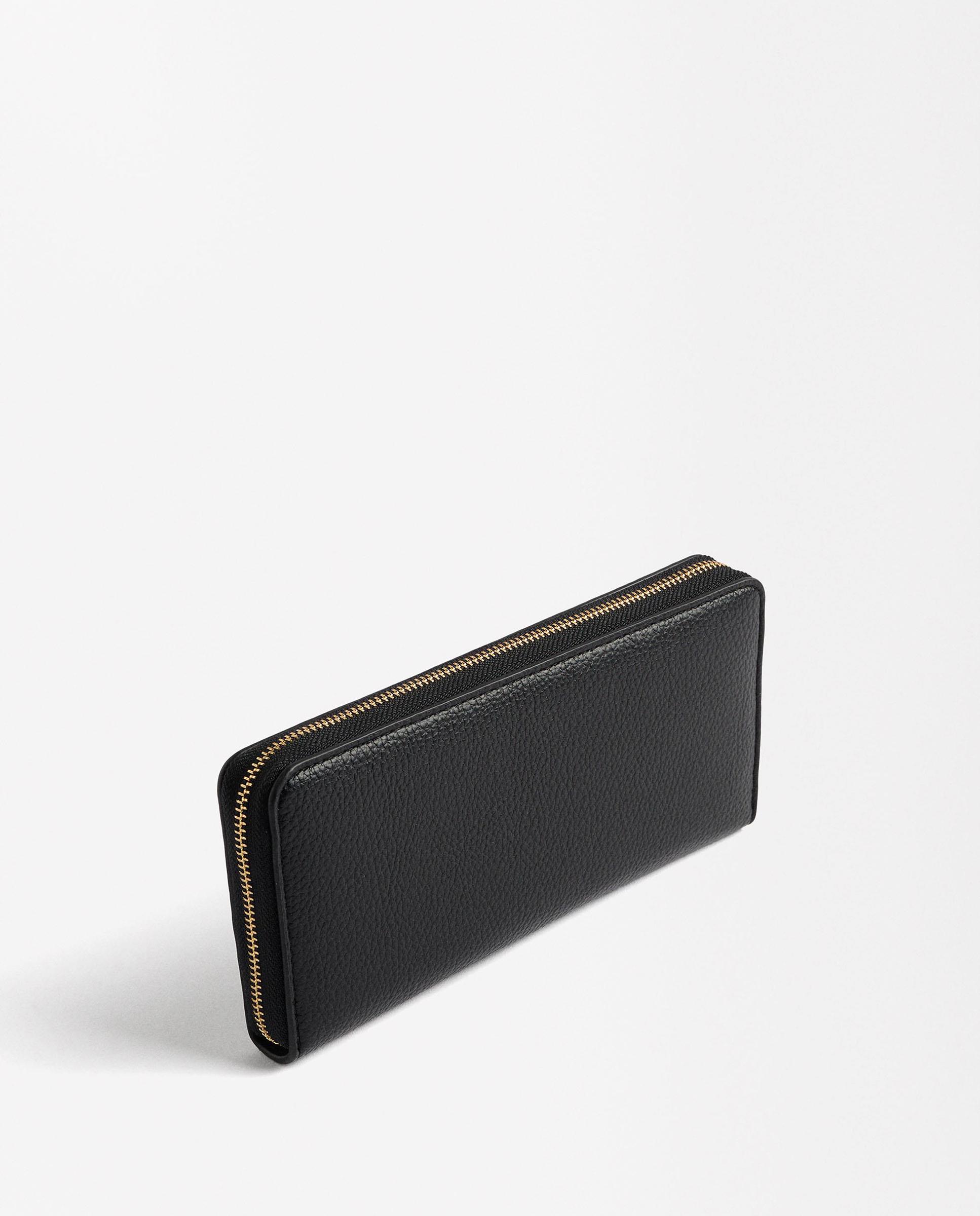 Cartera de mujer grande con cierre de cremallera en liso - Parfois - Negro Negro-3