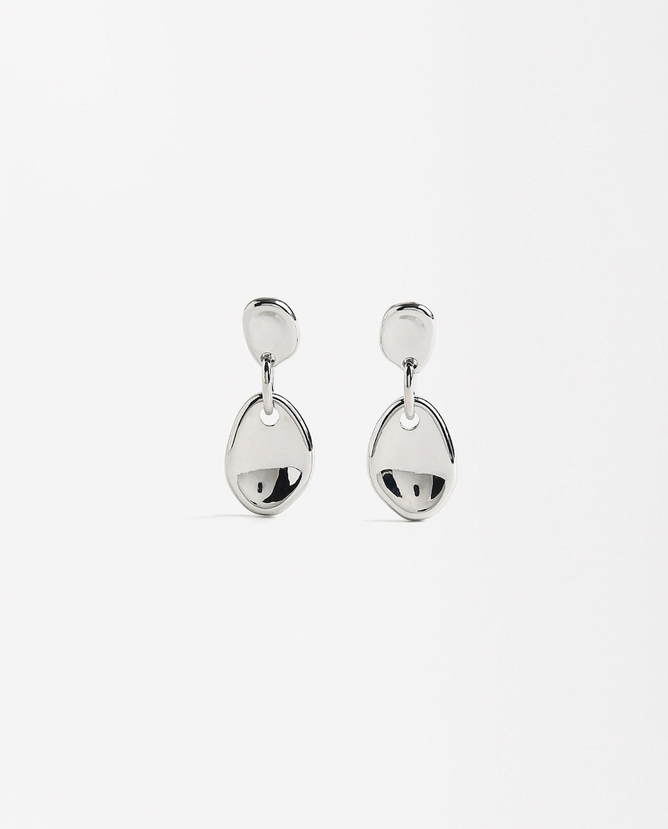 Pendientes oavalados cóncavos en plateado Plata-1