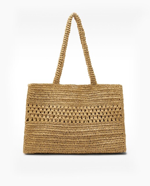 Imagen 0 de Bolso de hombro estilo shopper efecto rafia con detalle trenzado