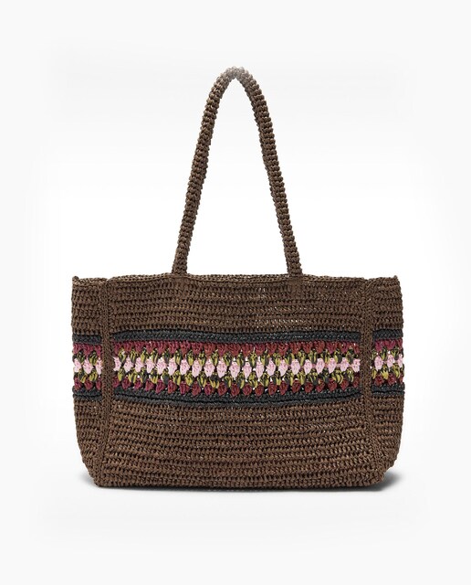 Imagen 0 de Bolso de hombro estilo shopper efecto rafia con detalle trenzado