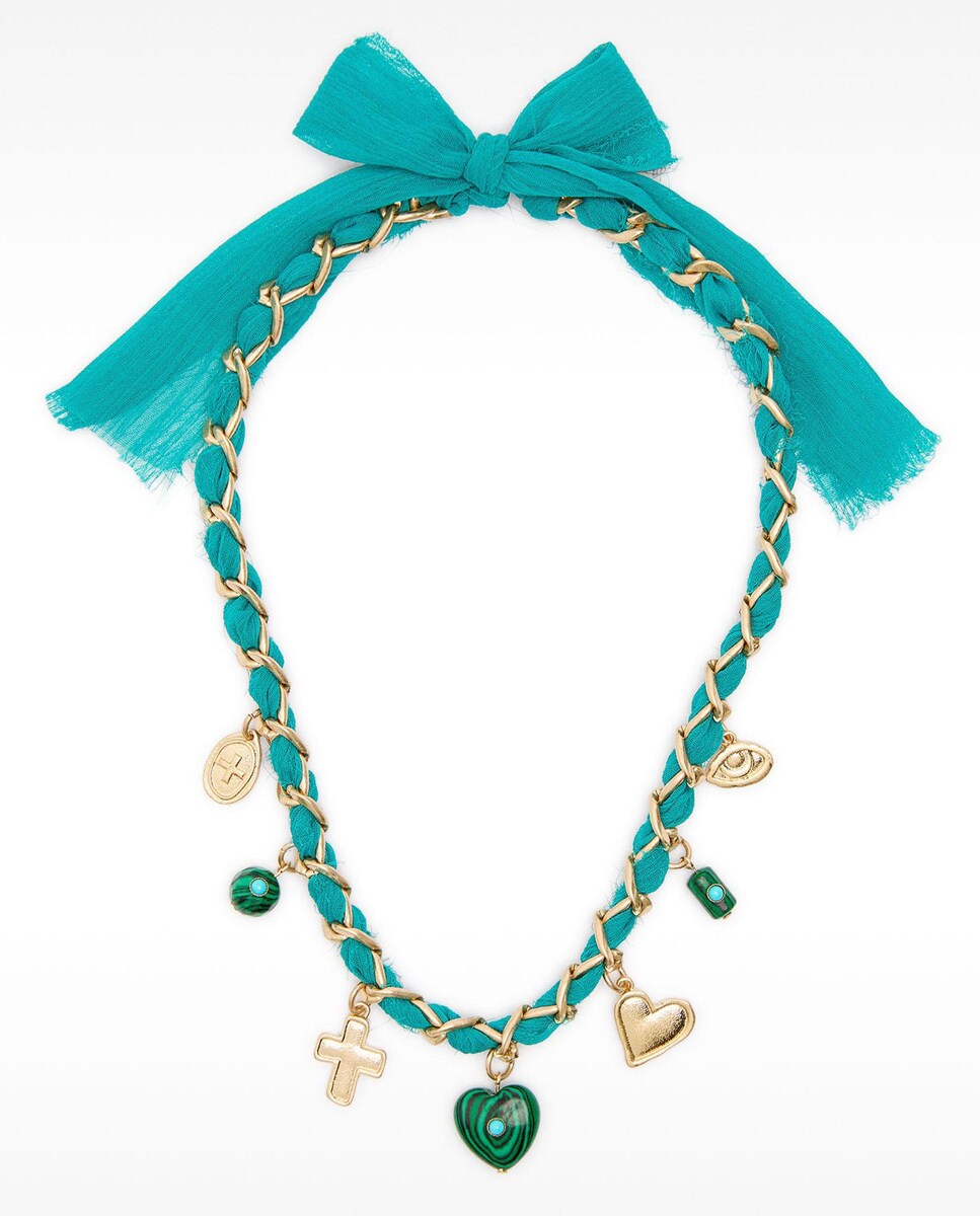 Collar de eslabones con abalorios y lazada Multicolor-1
