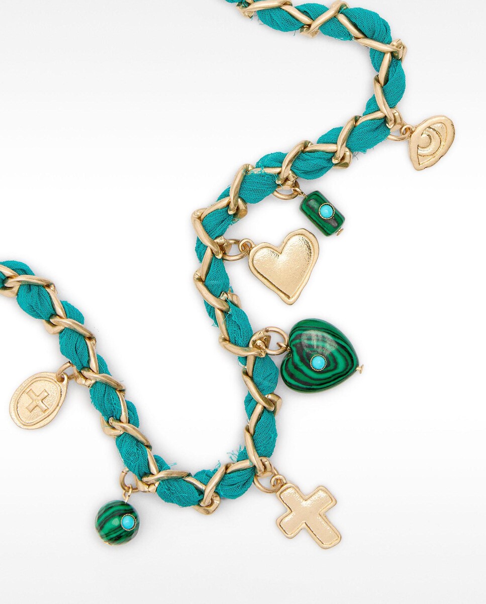 Collar de eslabones con abalorios y lazada Multicolor-3