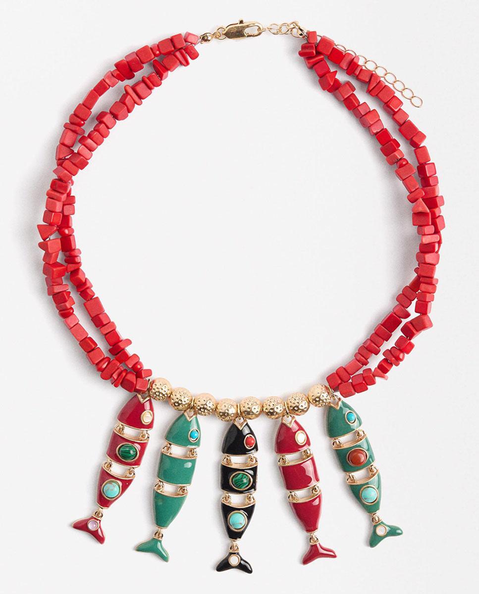 Collar de cuentas con maxi abalorios de peces