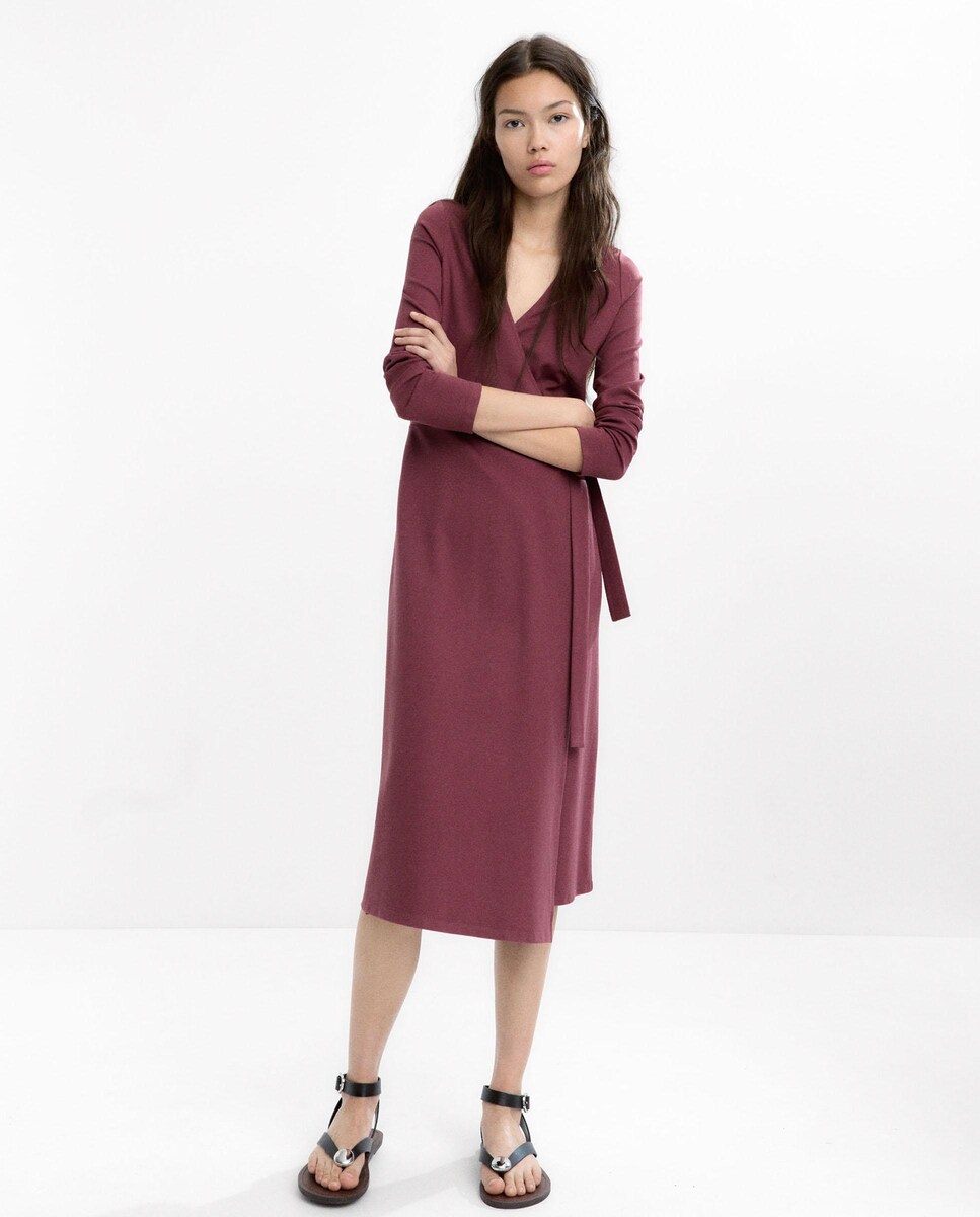 Vestido midi cruzado en liso · Parfois · El Corte Inglés