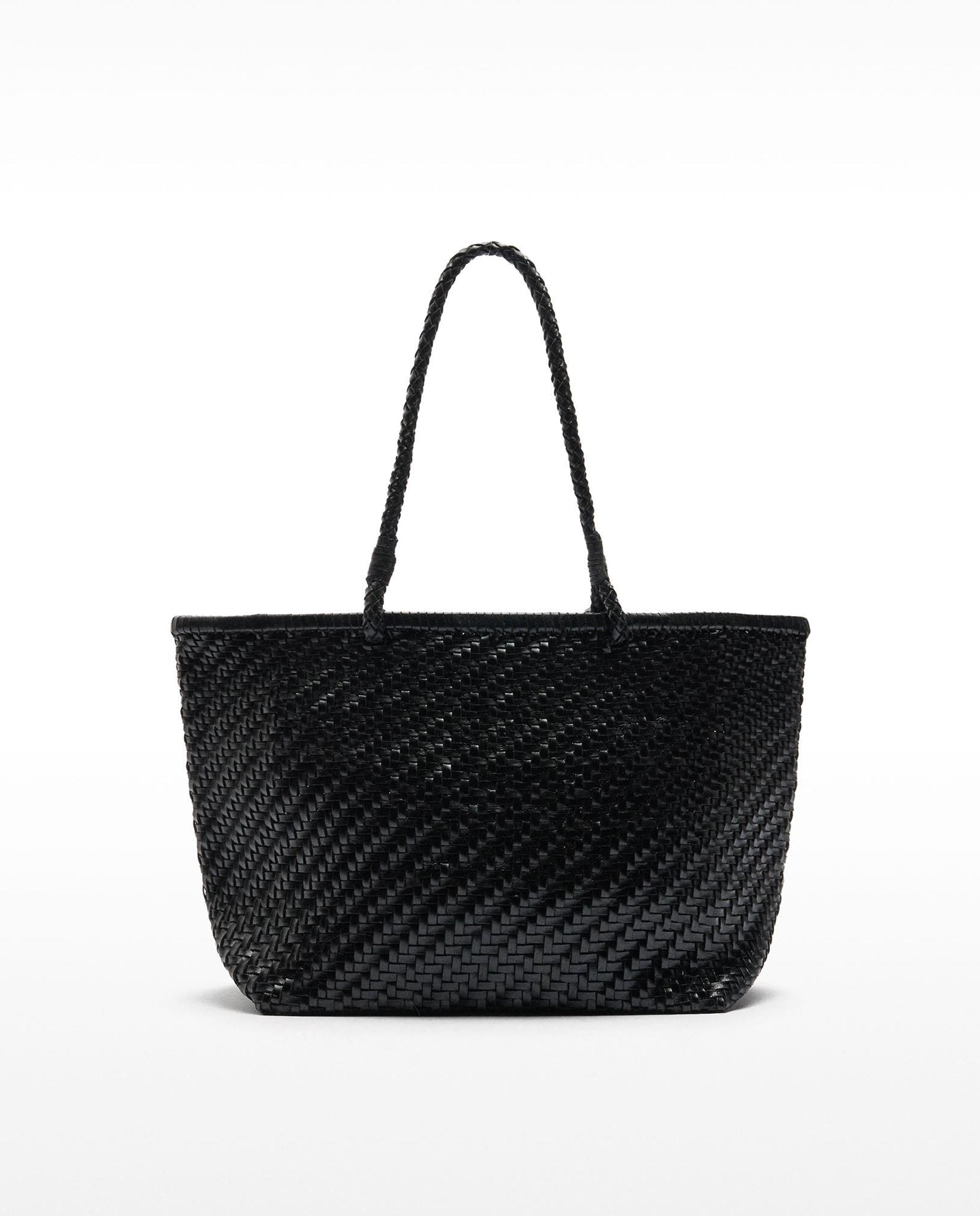 Bolso de hombro estilo shopper de piel trenzada abierto en liso