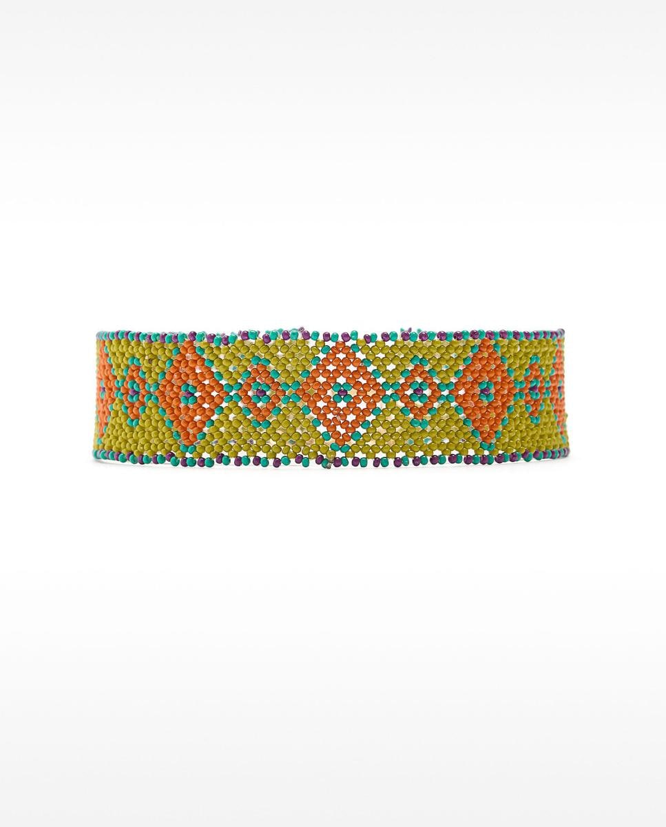 Collar estilo choker con cuentas formando rombos Multicolor-1
