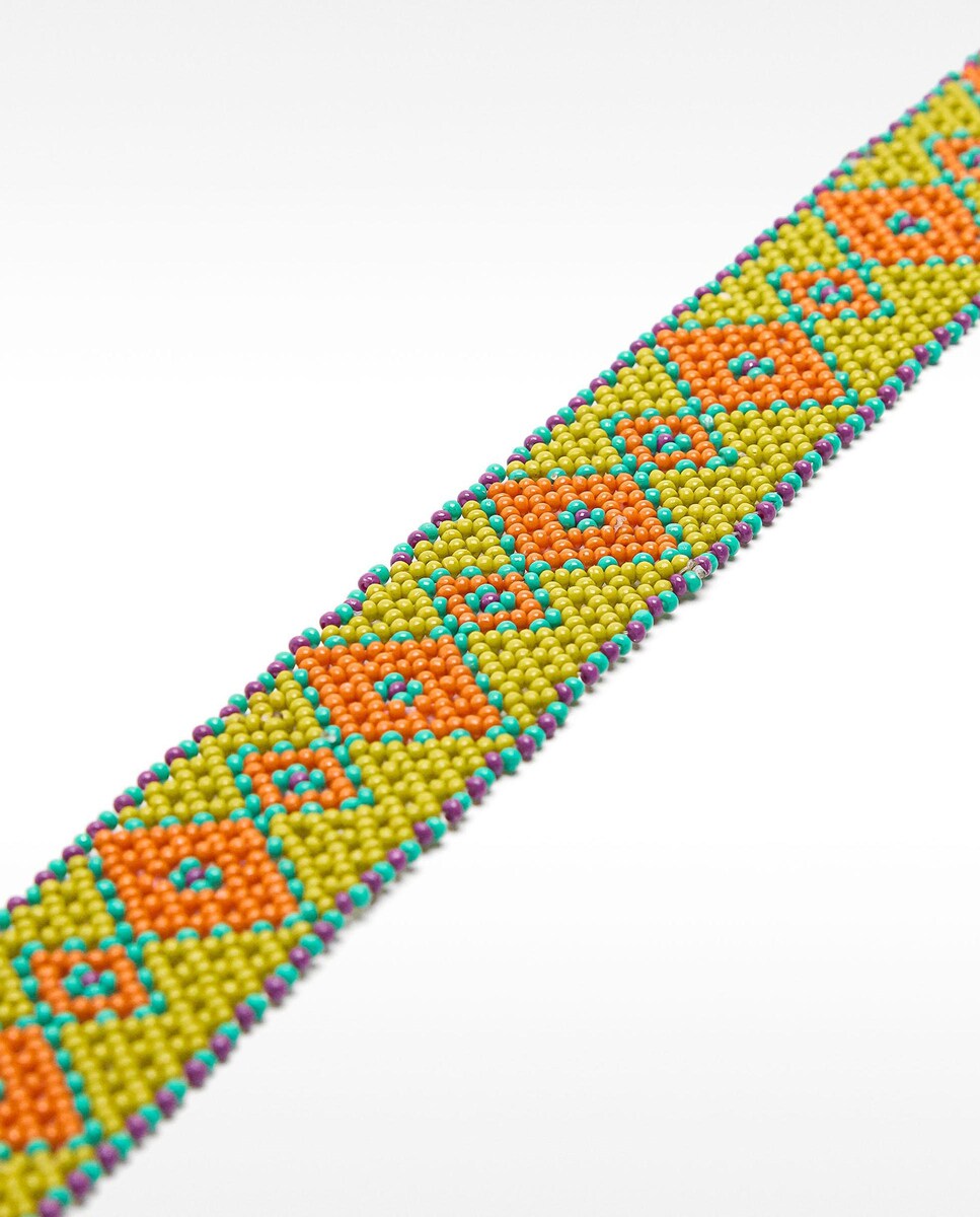 Collar estilo choker con cuentas formando rombos Multicolor-3