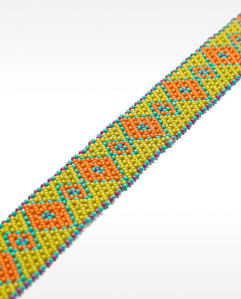 Collar estilo choker con cuentas formando rombos Multicolor-3