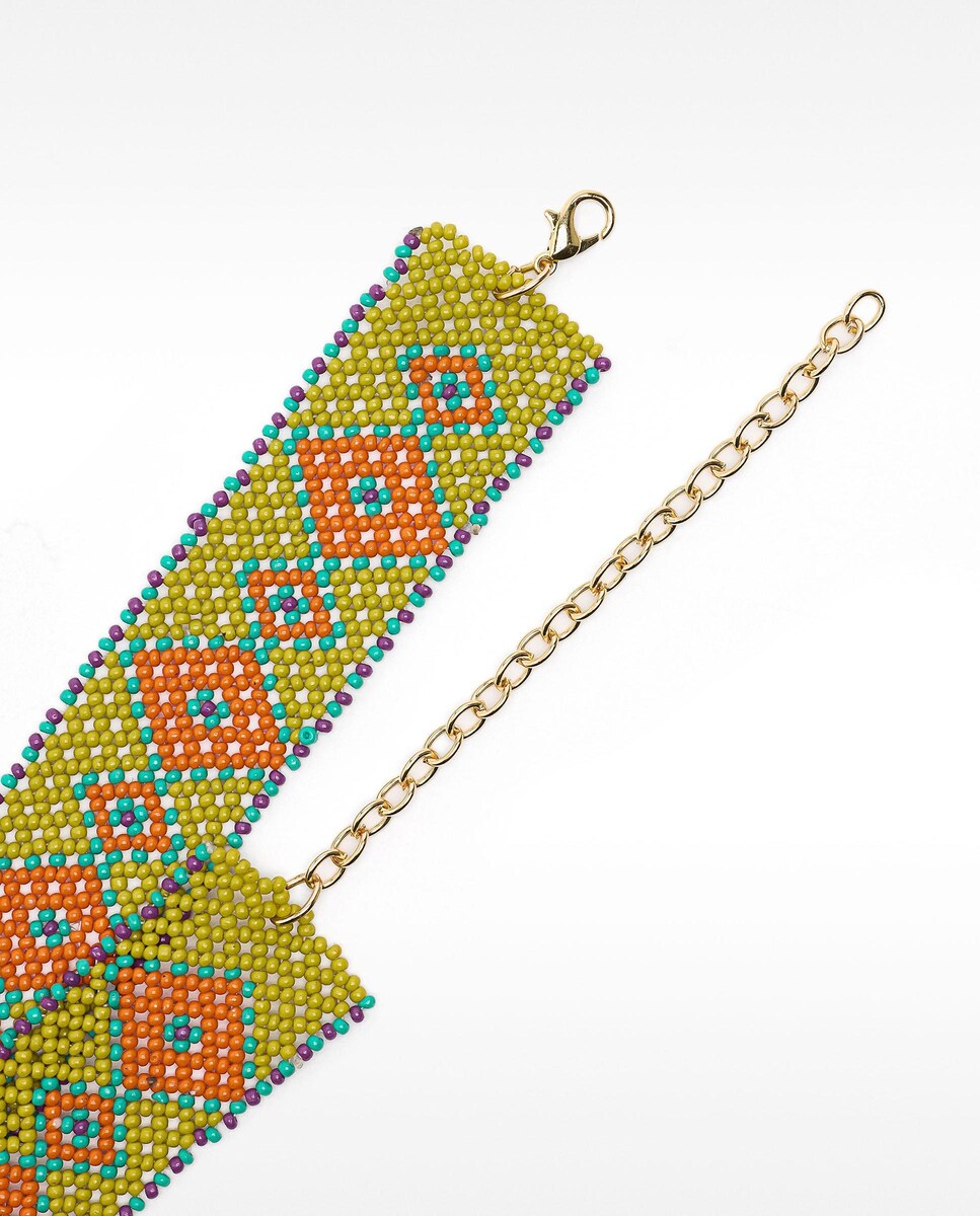 Collar estilo choker con cuentas formando rombos Multicolor-4