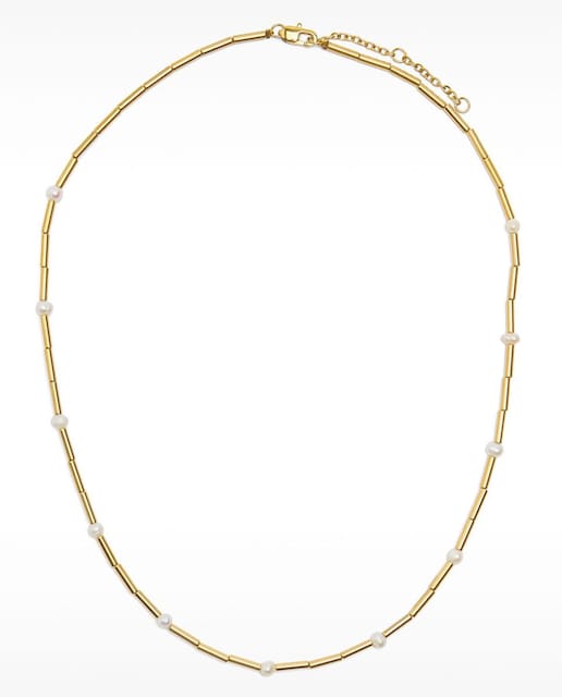 Imagen 0 de Collar de acero inoxidable segmentado con cuentas y perlas