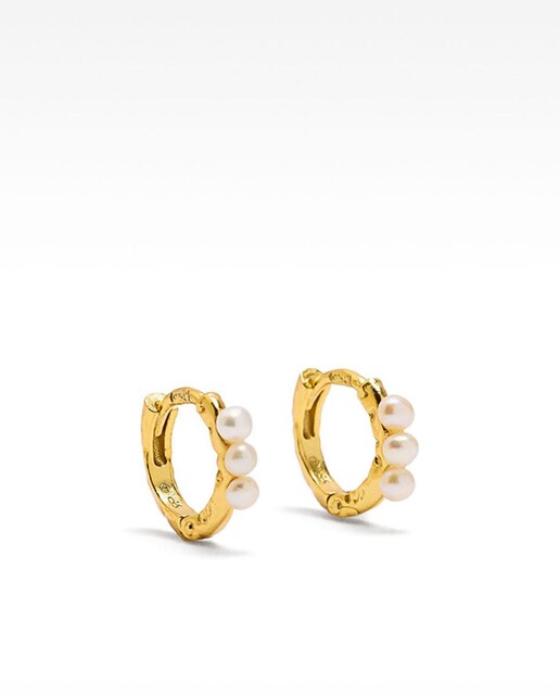 Imagen 0 de Pendientes de plata de ley de aro con perlas decorativas