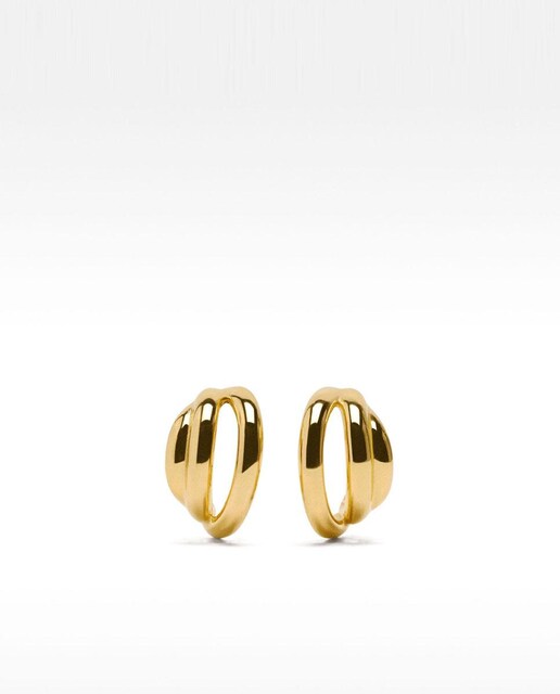 Imagen 0 de Pendientes de acero inoxidable de aro efecto triple en dorado