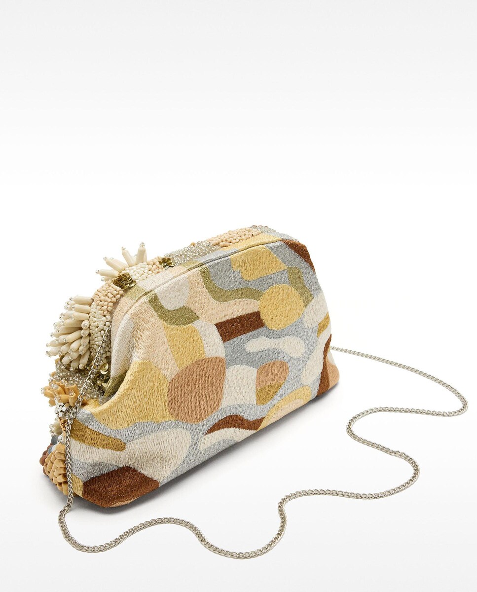 Bolso de fiesta convertible a bandolera con cuentas y abalorios