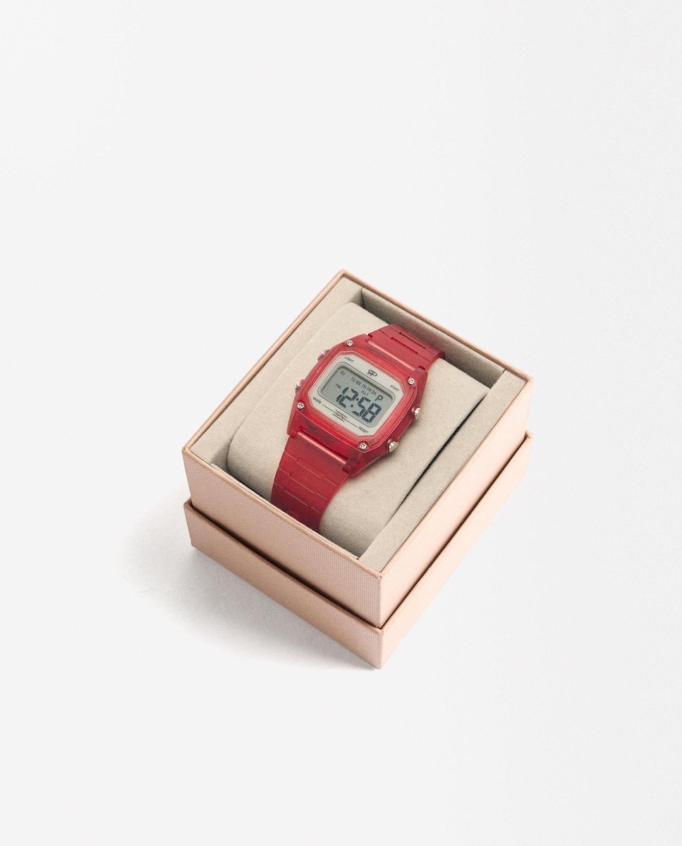 Reloj de mujer Parfois digital con hebilla Rojo-4