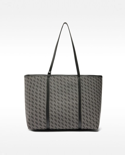 Imagen 0 de Bolso de hombro estilo shopper con neceser extraíble y estampado geométrico con colgante y cremallera