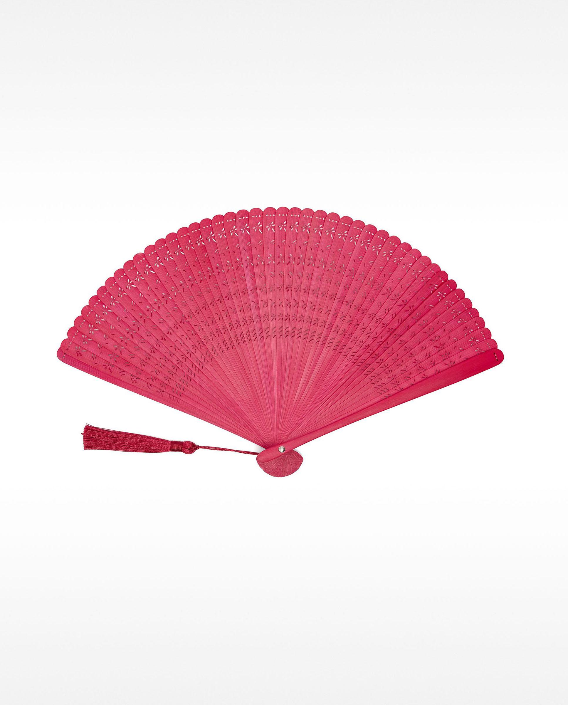 Imagen 0 de Abanico de bambú perforado en liso Fucsia