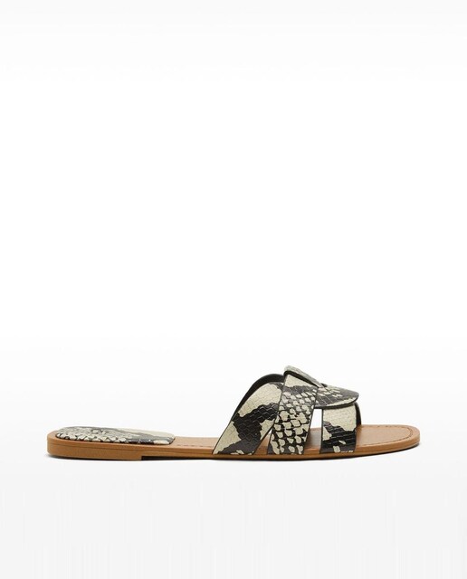 Imagen 0 de Sandalias planas de mujer con tiras cruzadas y estampado animal print