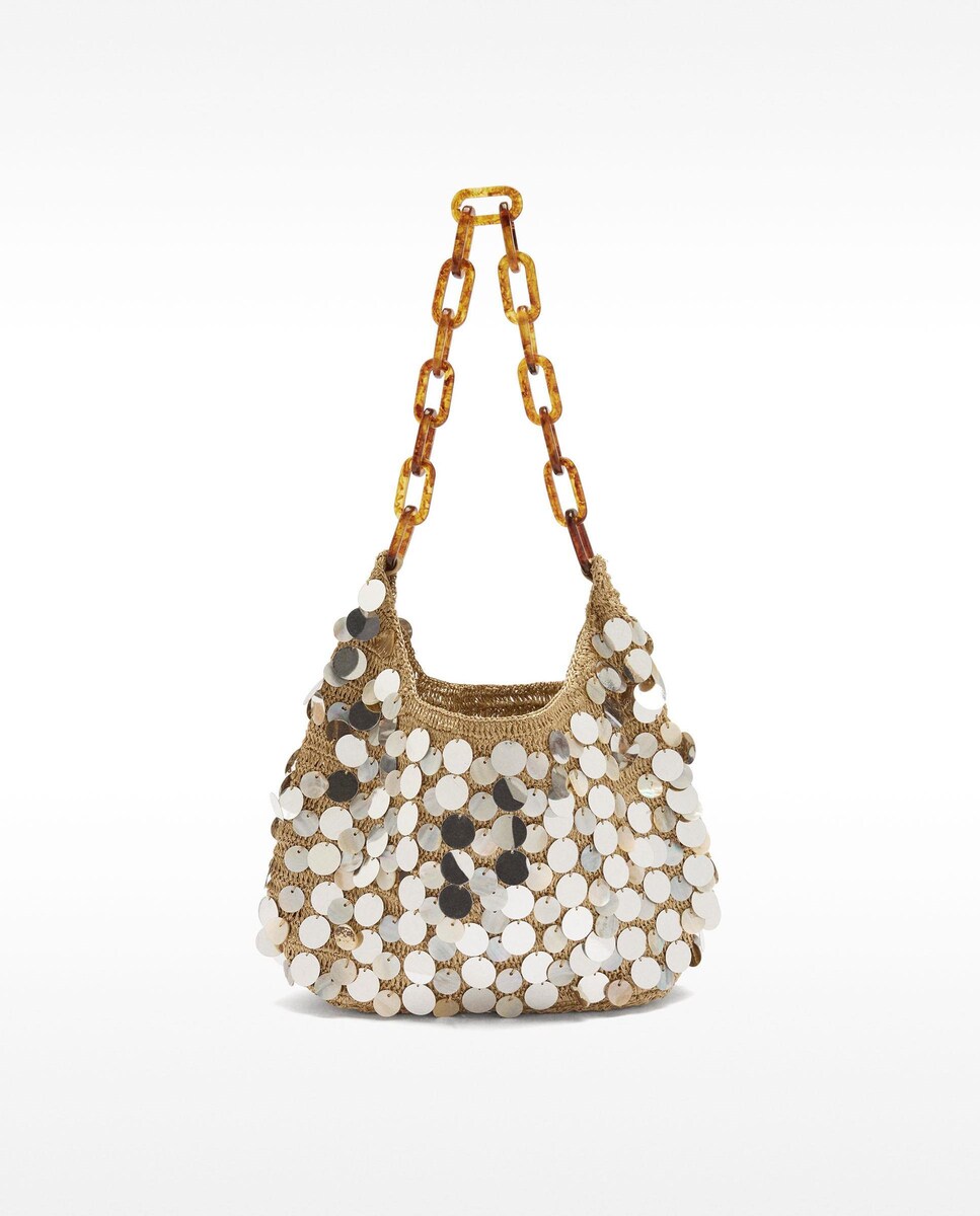 Bolso de fiesta multiposición de punto hobo con abalorios y