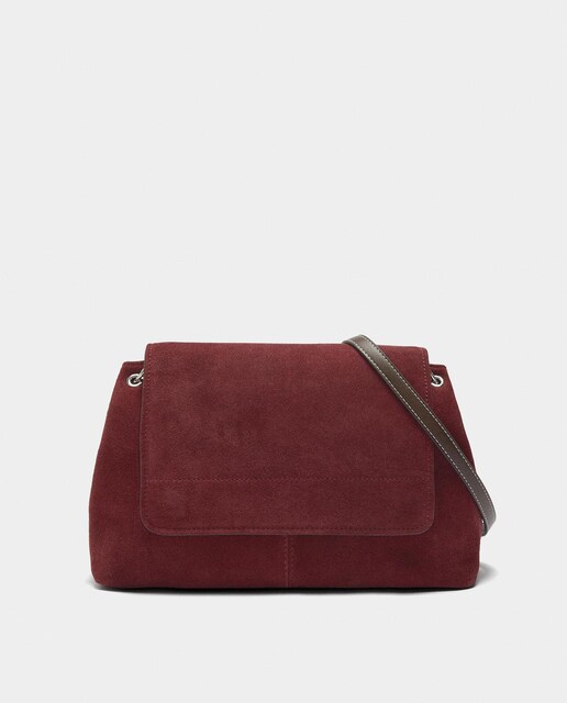 Imagen 0 de Bandolera de mujer de piel con solapa y cierre imantado en liso