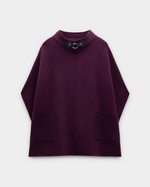 Imagen 0 de Poncho de mujer de punto con cuello alto