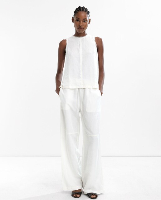 Imagen 0 de Pantalón recto de mujer con borde superior deshilachado