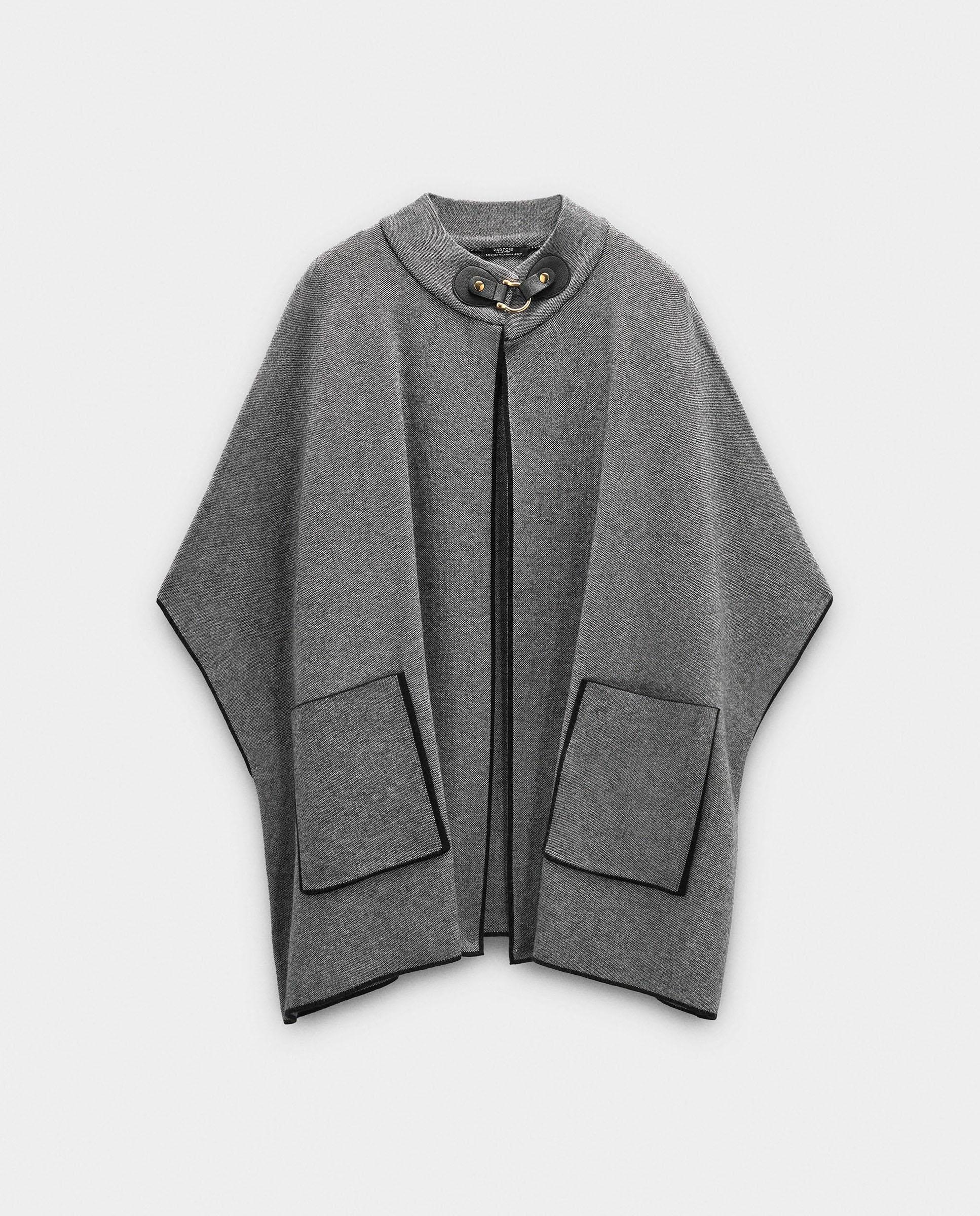 Imagen 1 de Capa de fiesta de mujer de punto con hebilla decorativa en liso - Parfois - Gris Gris