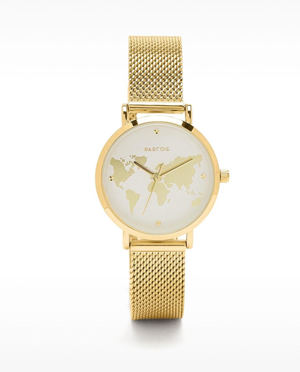 Reloj de mujer Parfois de acero inoxidable con esfera de mundo