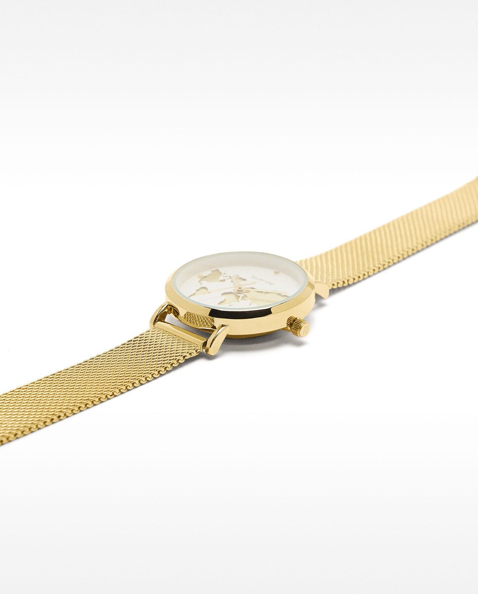 Reloj de mujer Parfois de acero inoxidable con esfera de mundo