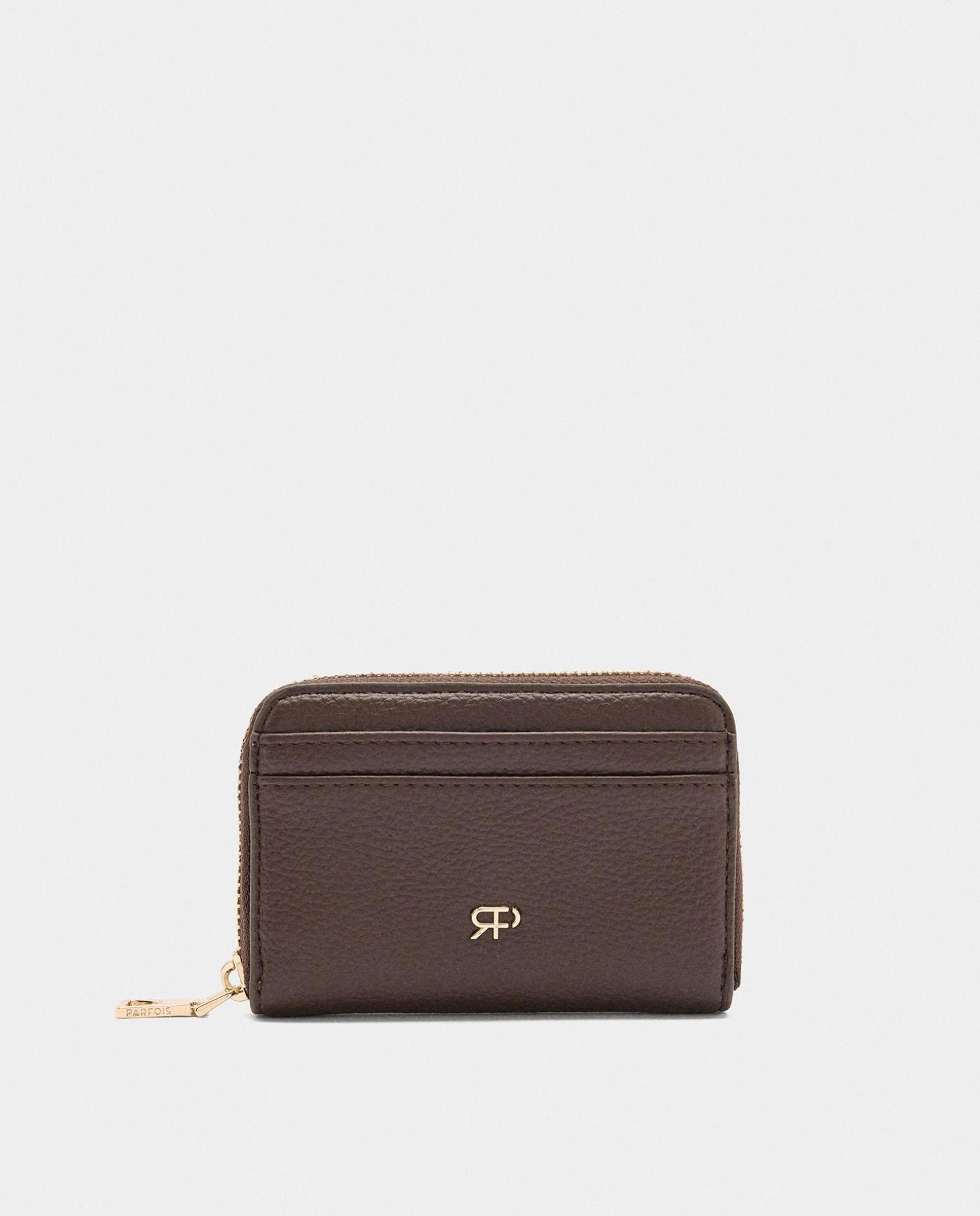 Cartera de mujer mediana con cierre de cremallera en liso - Parfois - Marrón oscuro Marrón oscuro-1
