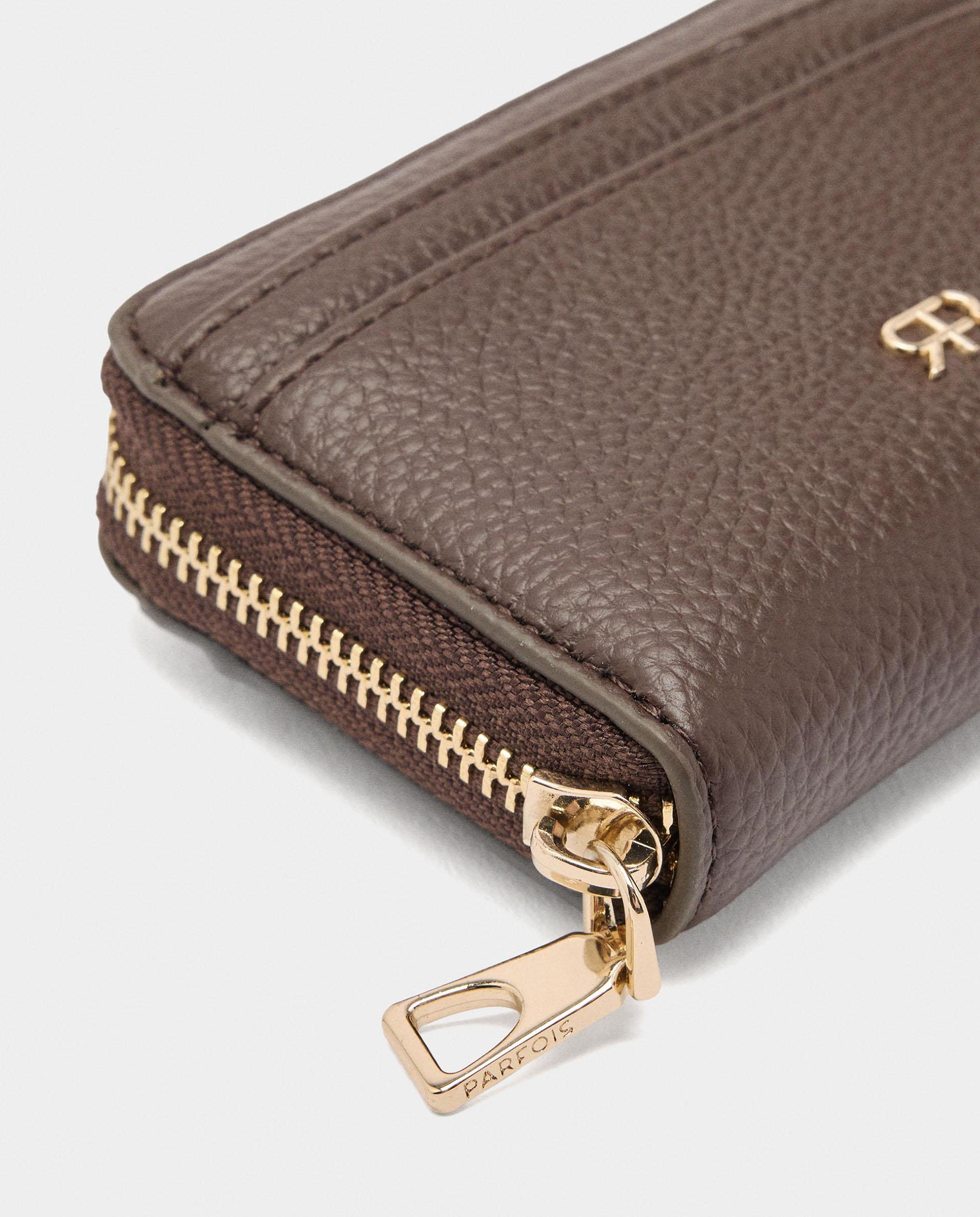 Cartera de mujer mediana con cierre de cremallera en liso - Parfois - Marrón oscuro Marrón oscuro-3