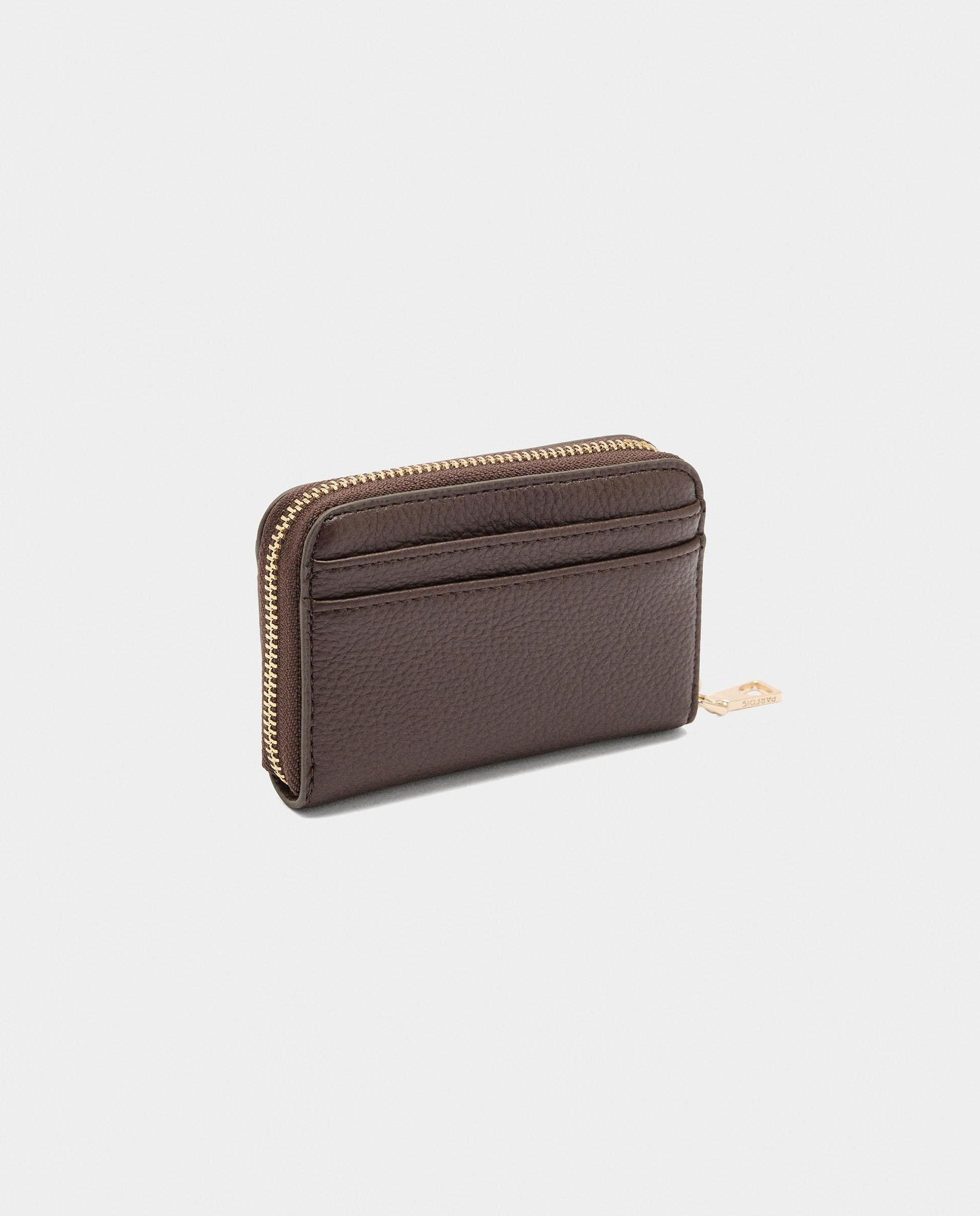 Cartera de mujer mediana con cierre de cremallera en liso - Parfois - Marrón oscuro Marrón oscuro-2