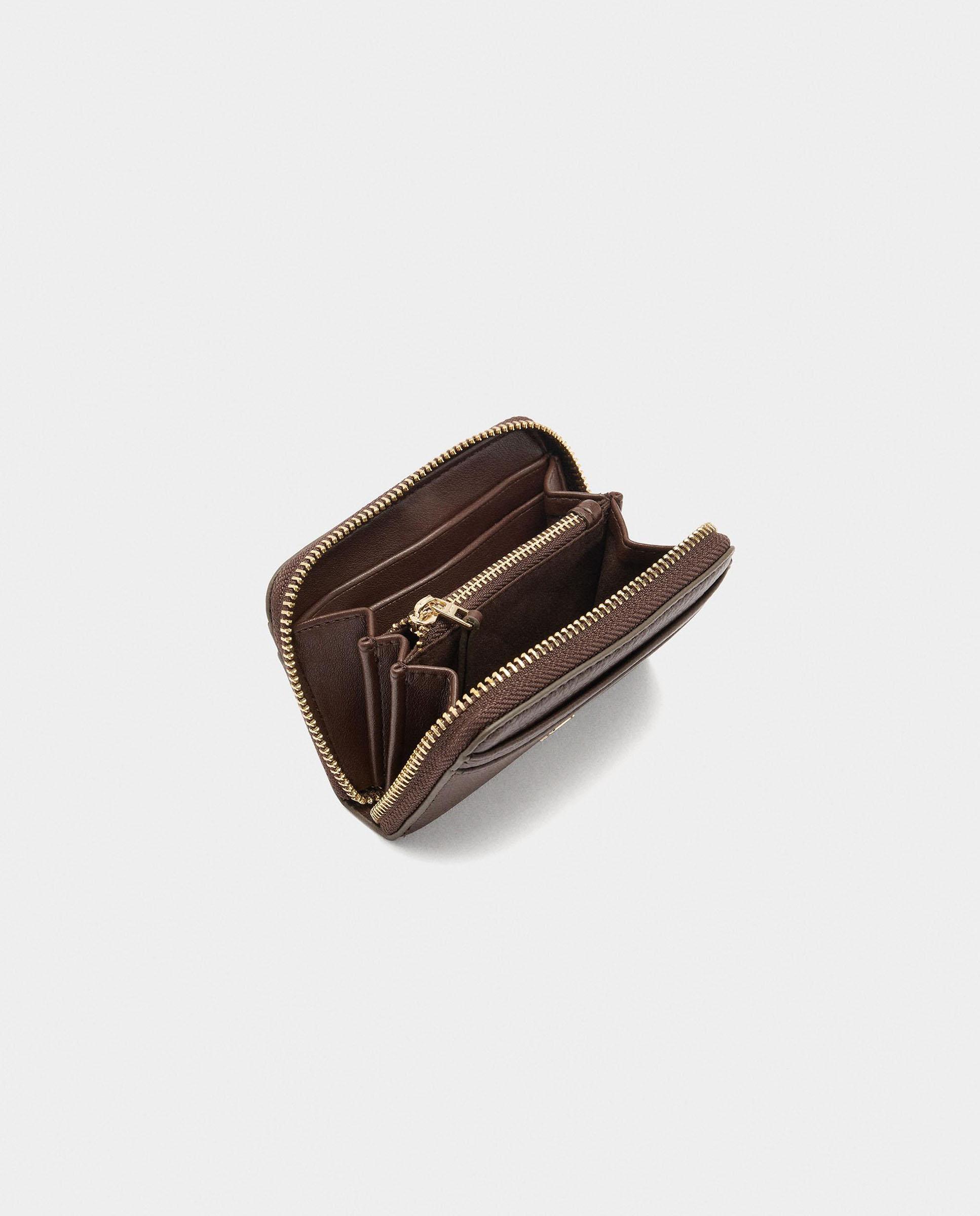 Cartera de mujer mediana con cierre de cremallera en liso - Parfois - Marrón oscuro Marrón oscuro-4