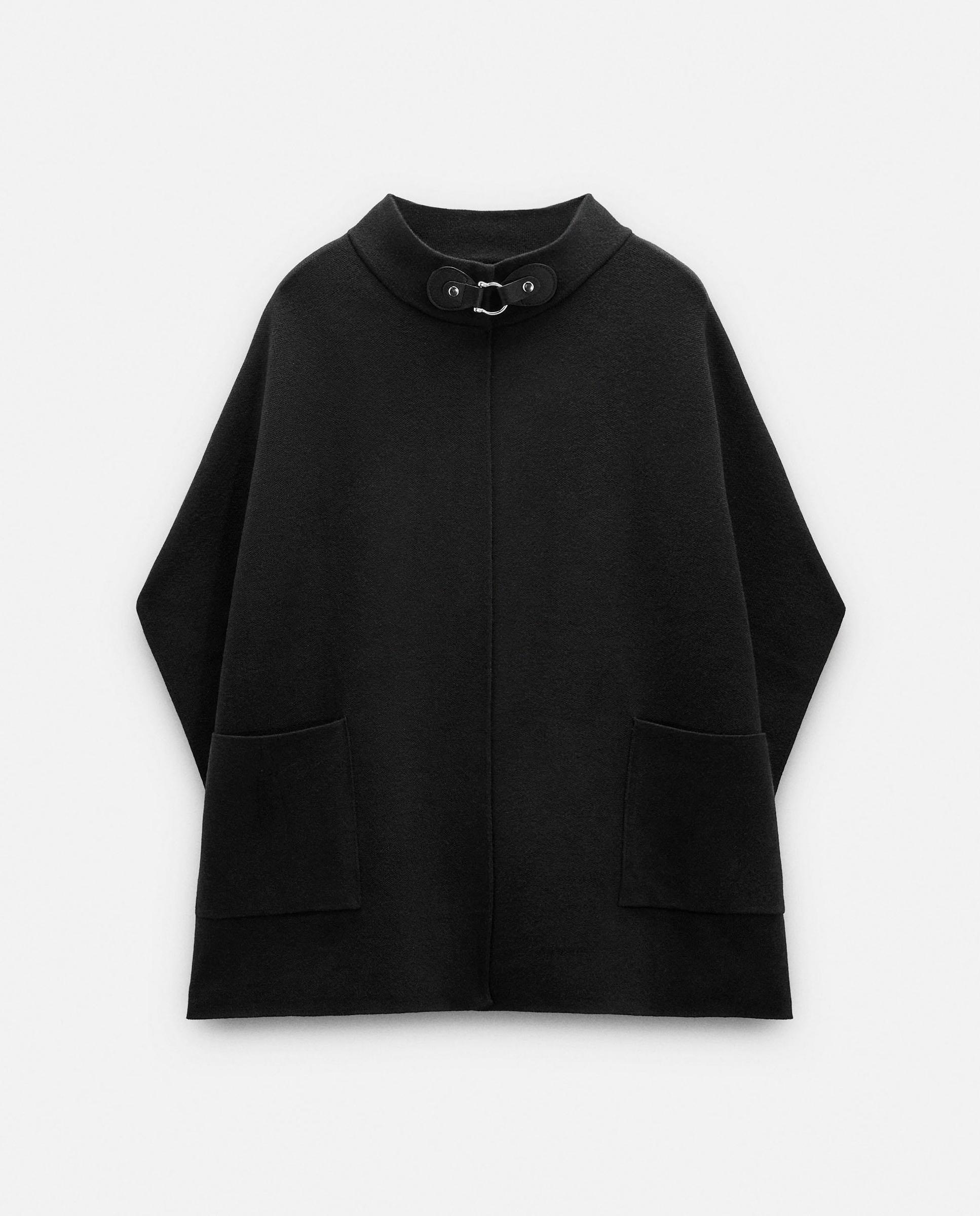 Imagen 1 de Capa de fiesta de mujer estilo poncho de punto con cuello alto en liso Negro
