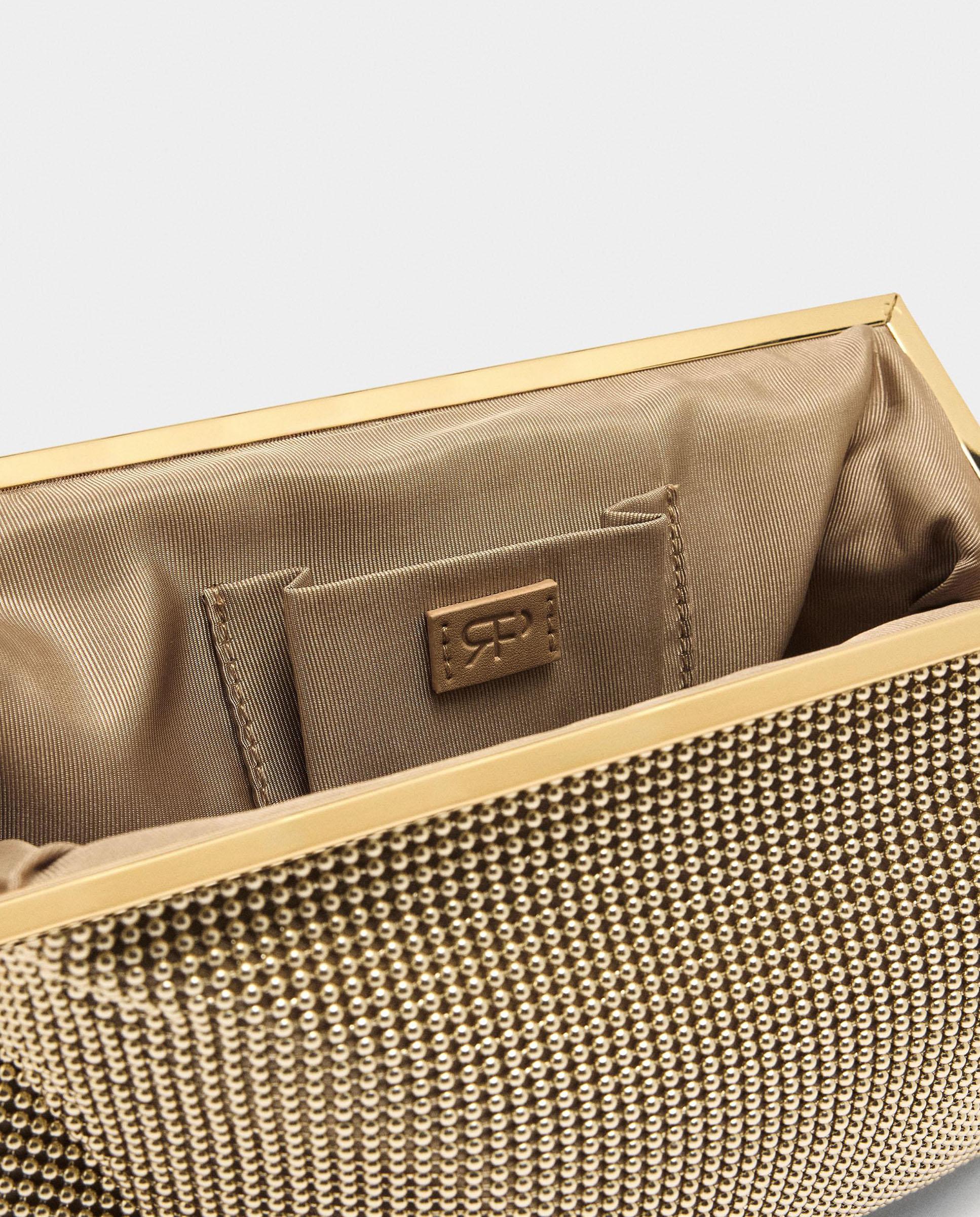 Bolso de fiesta convertible a bandolera efecto mesh con cierre a presión - Parfois - Oro Oro-4