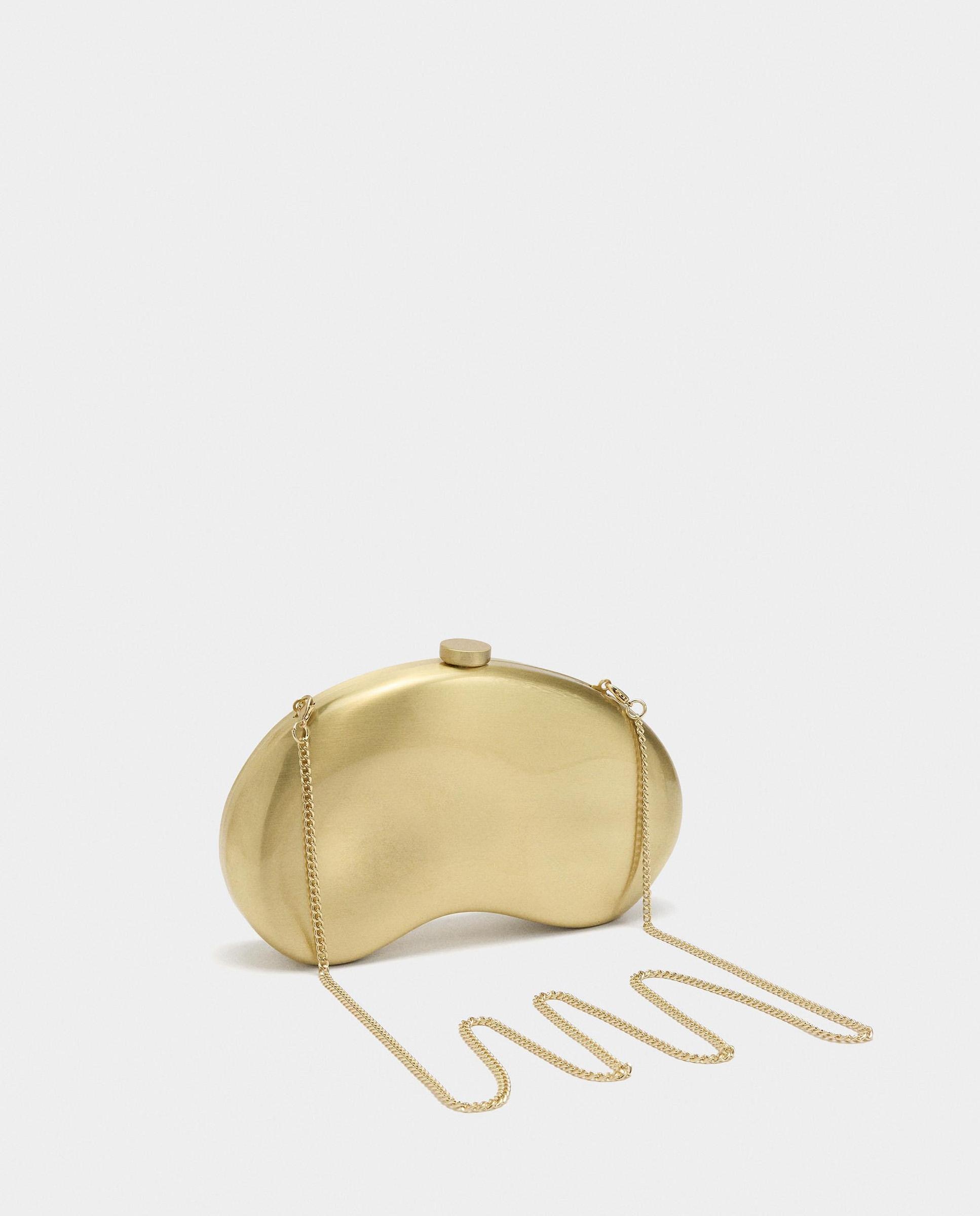 Bolso de fiesta convertible a bandolera estilo clutch con cierre de botón - Parfois - Oro Oro-2