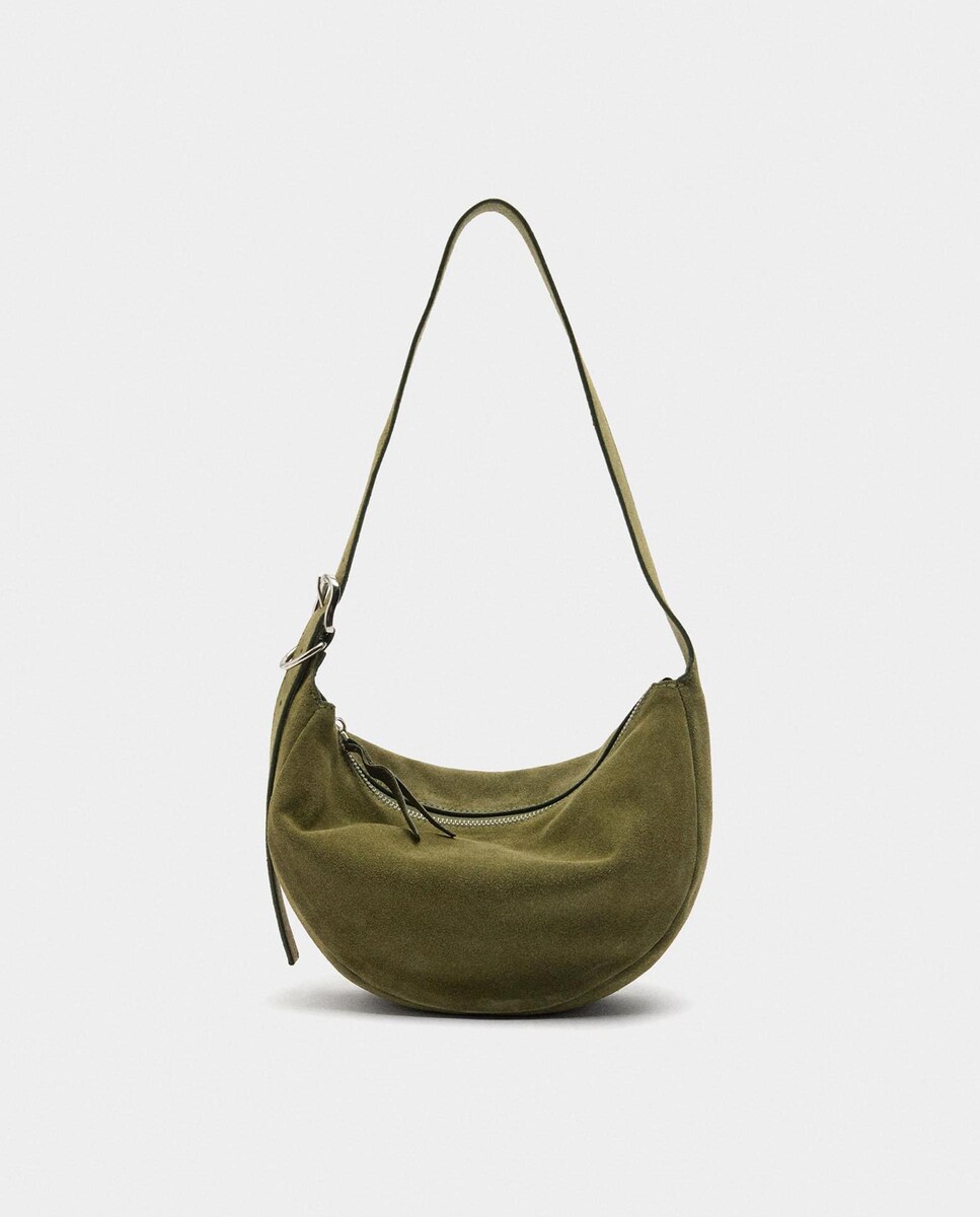 Bandolera de mujer de piel estilo hobo con cierre de cremallera en